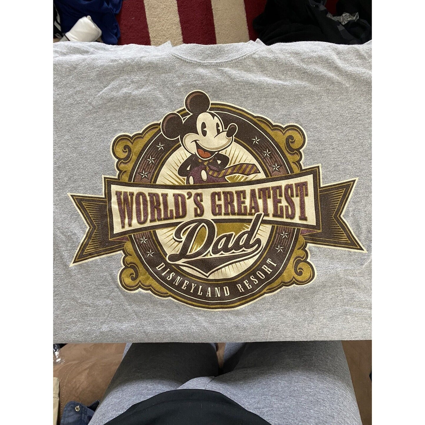 Walt Disney World World’s Greatest Dad Disneyland Mickey Mouse Mens Gray T-shirt