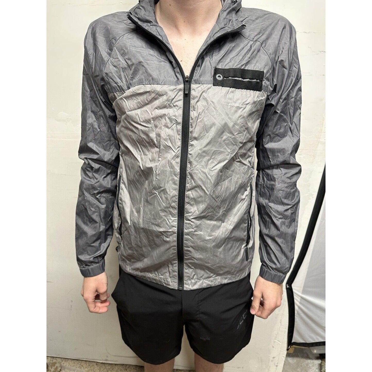 Men’s Gray Medium Tavik Modern Beach Culture Full Zip Hoodie Wind Breaker Nylon
