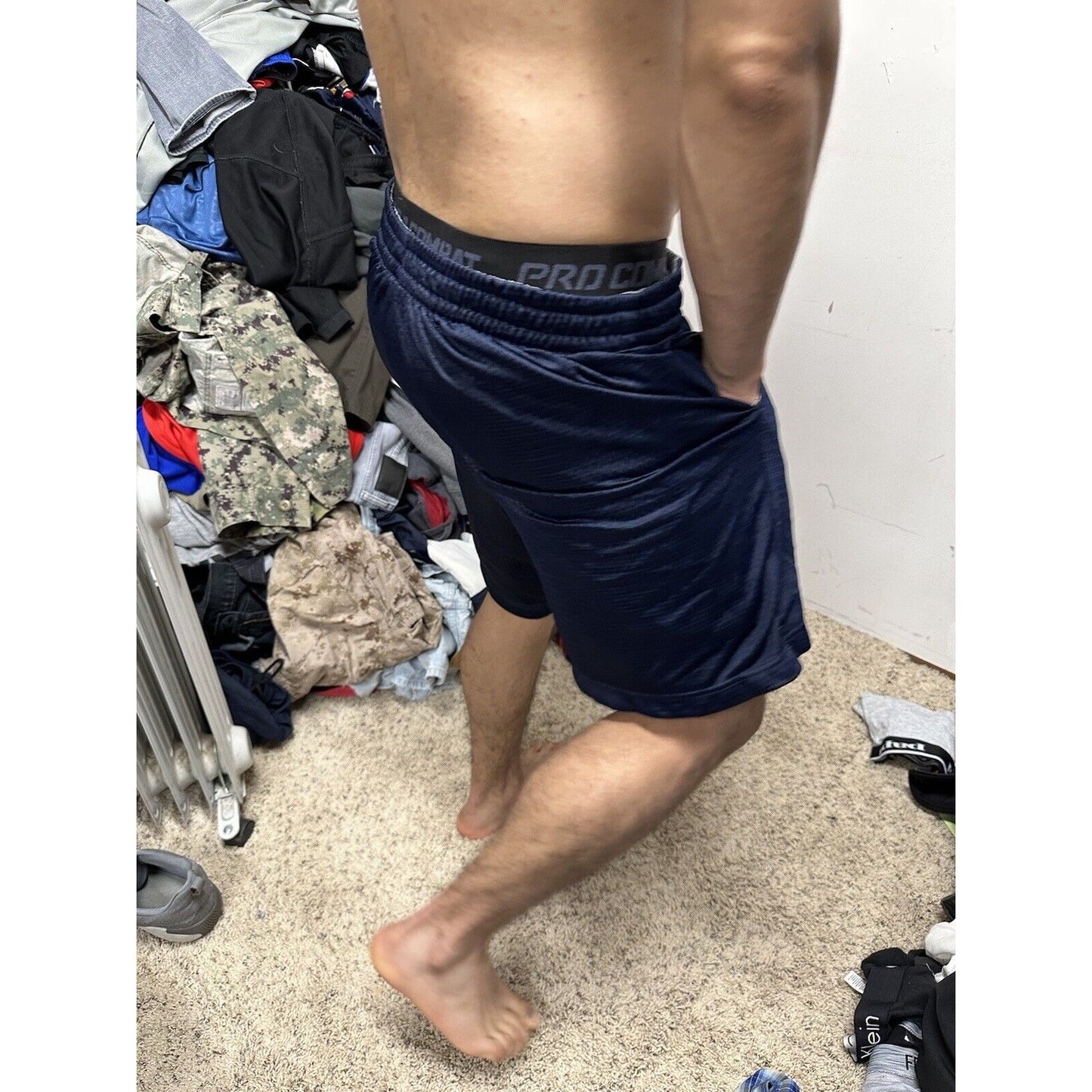 Men’s Dark Blue Starter Large Athletic Shorts With Pockets