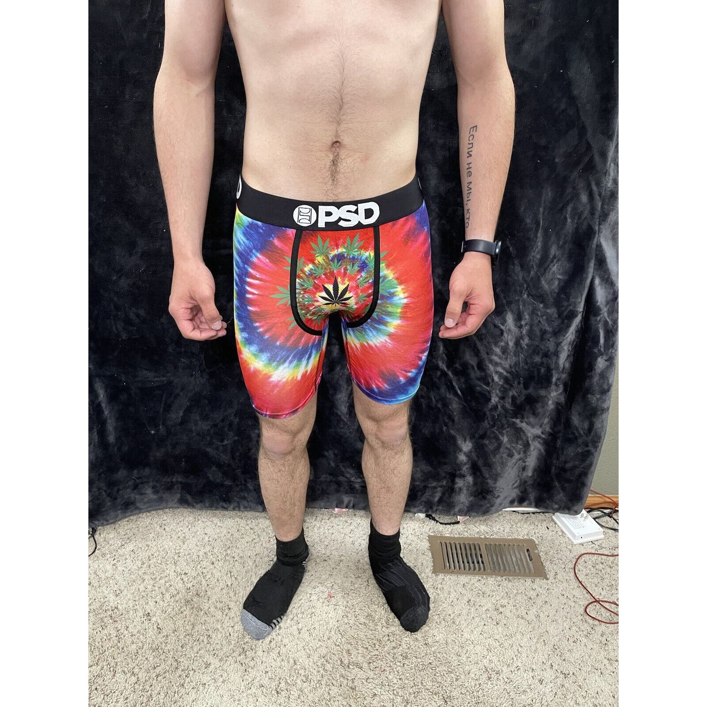 Men’s PSD Tie Dye Weed Medium Boxer Briefs New