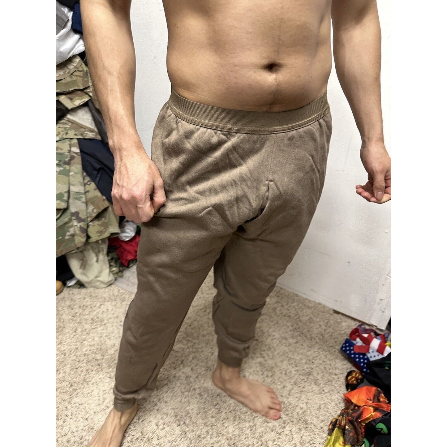 Men’s Cold Weather Brown Drawers Large Thermal Army Air Force Pants