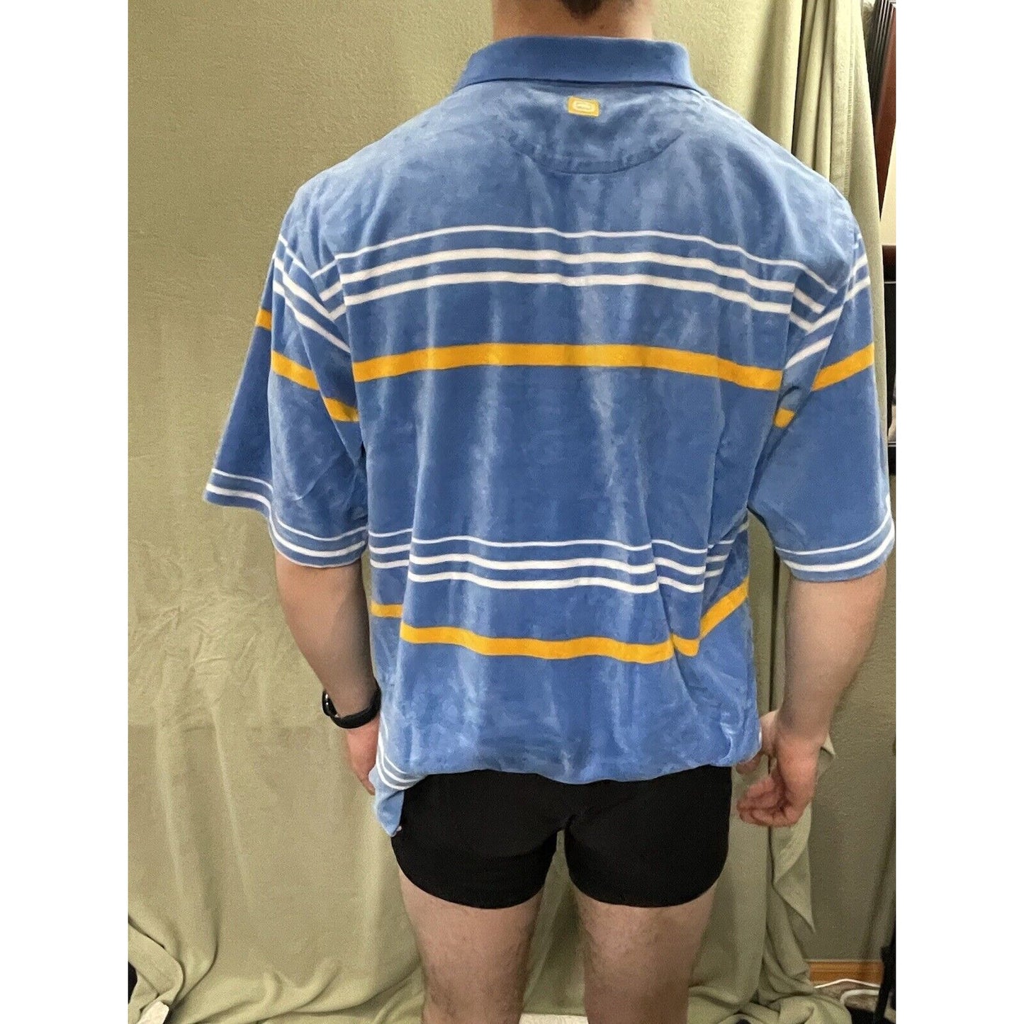 Men’s Medium Ecko Unltd Striped Blue Polo Shirt Very Soft Feel