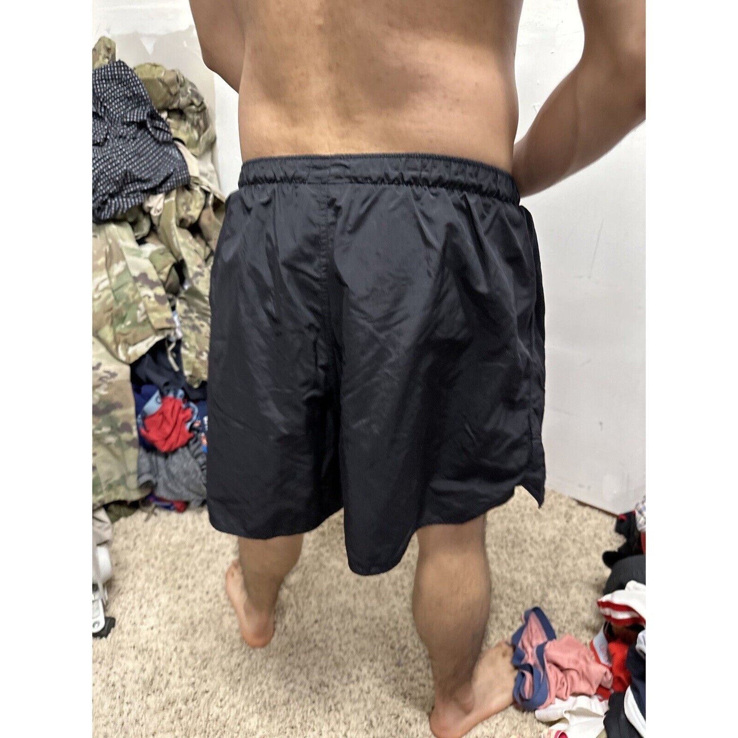 Men’s Army PT Shorts Vintage Black With Silver Reflective Logo Uniform Multi