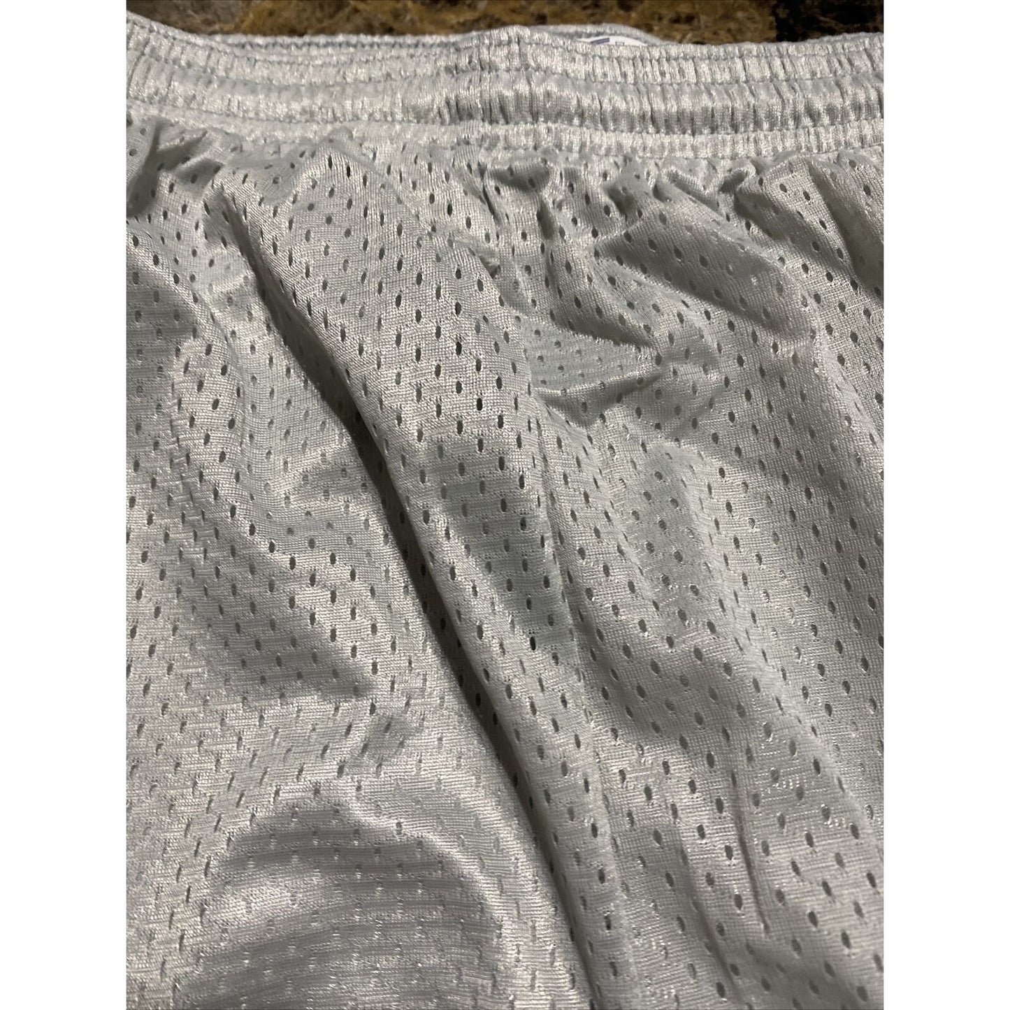 Soffe Men’s Large Silver Basketball Training Polyester Mesh Shorts