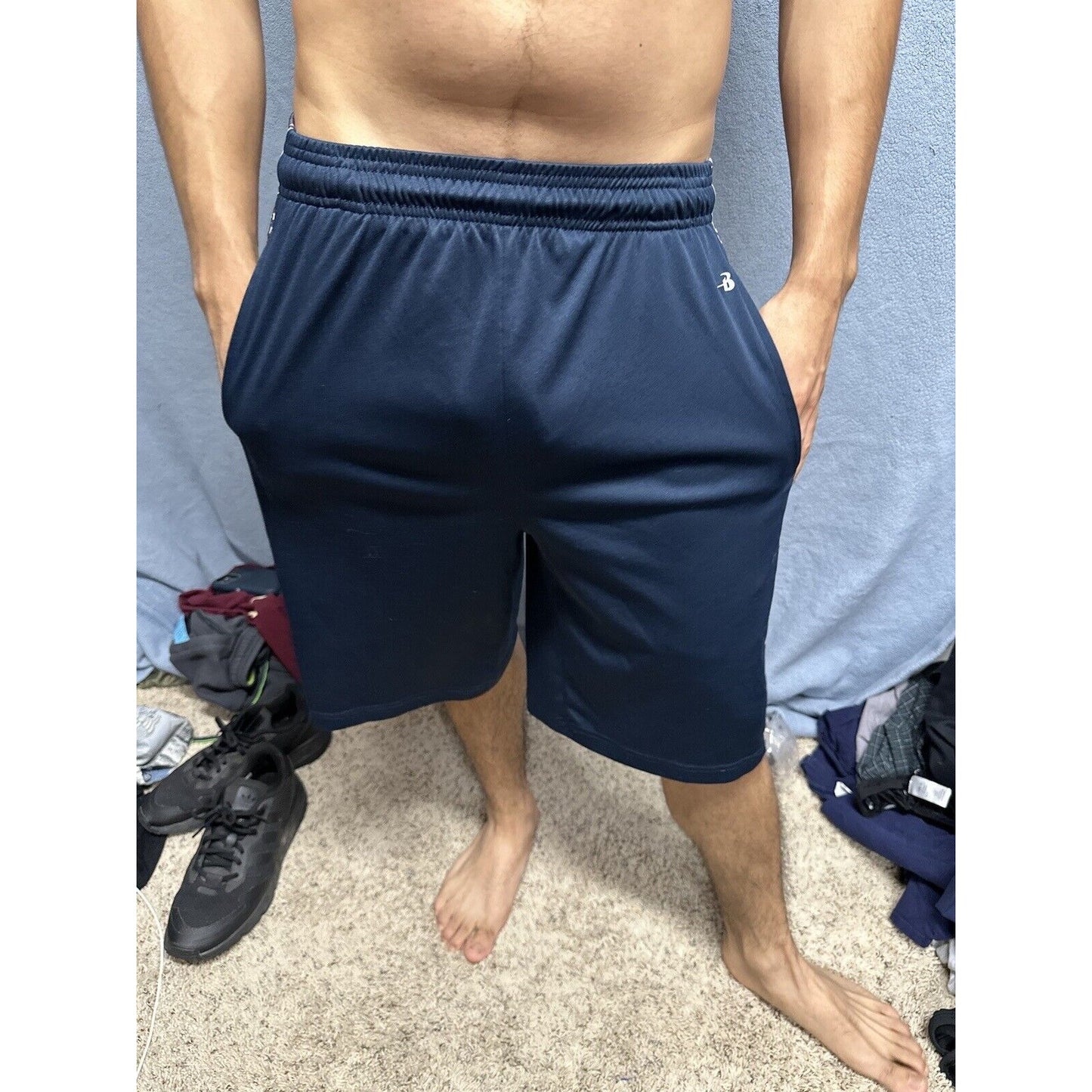 Men’s Badger Sport Small Dark Blue Camo Athletic Shorts With Pockets