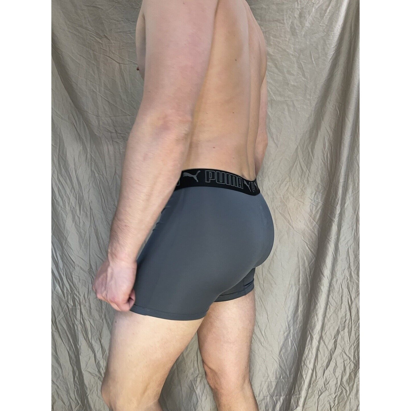 men's puma dark band gray medium compression boxer briefs