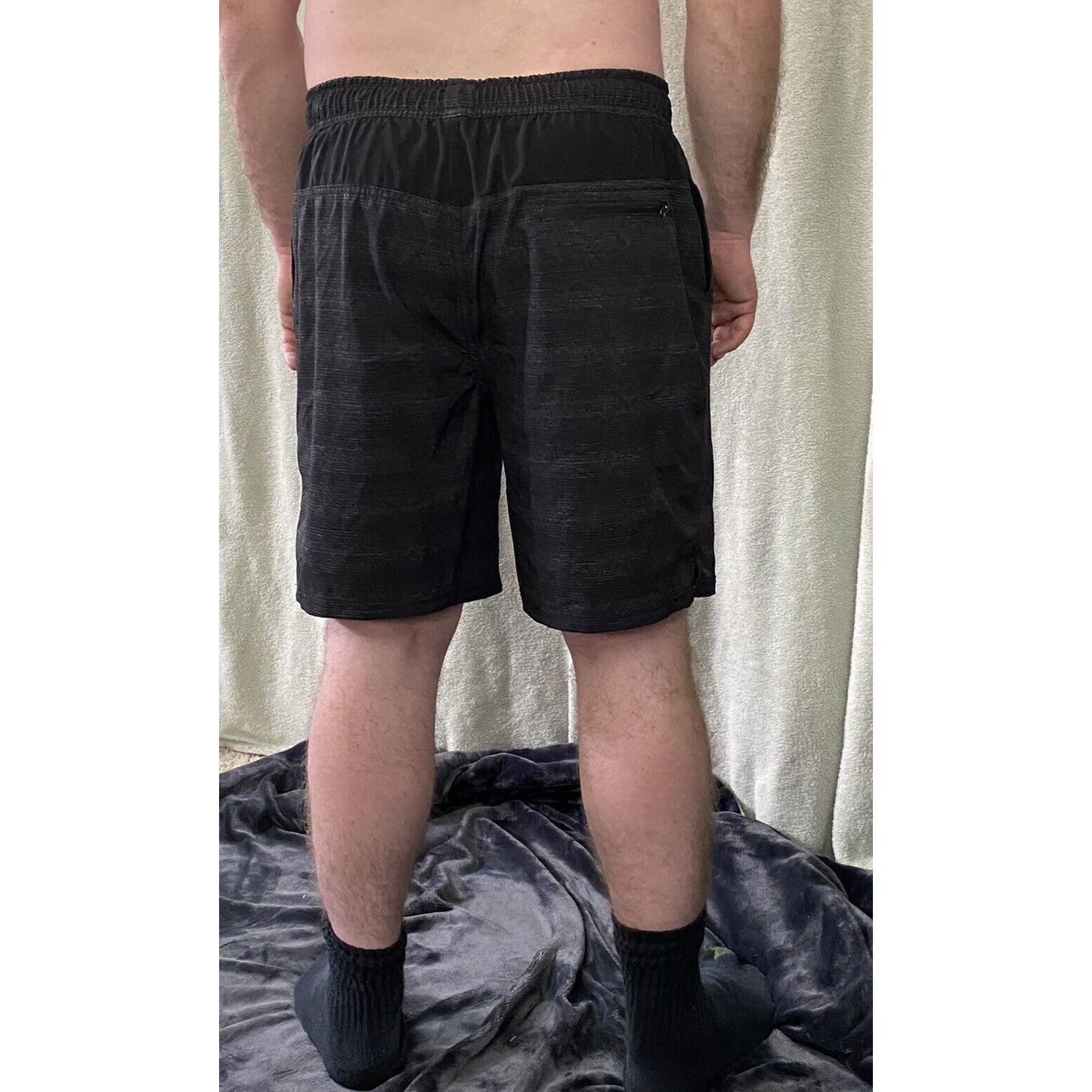 Speedo Men’s Large Black Stripes Polyester-spandex Swim Shorts