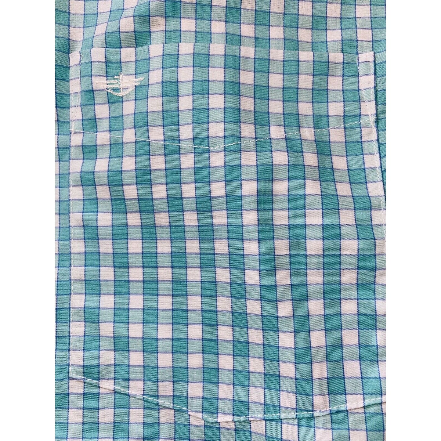Dockers Men's Torqouise Checkered Long Sleeve Button up Casual Dress Shirt L