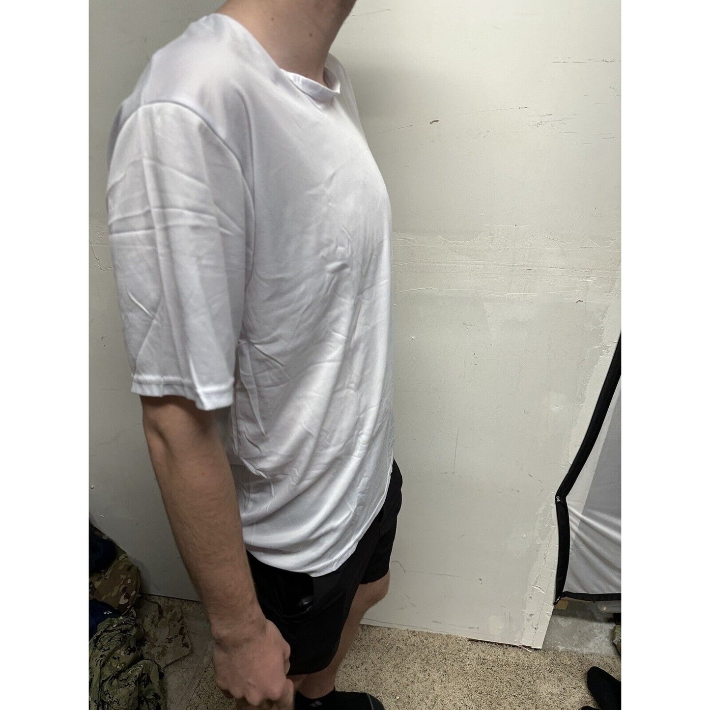 Men’s White Poly TKO Large Short Sleeve Workout Shirt