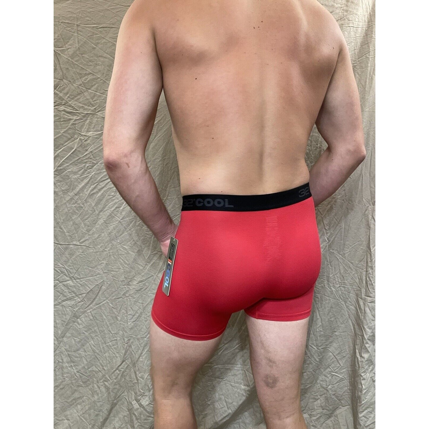men's 32 degrees cool fire engine red compression boxer briefs Small