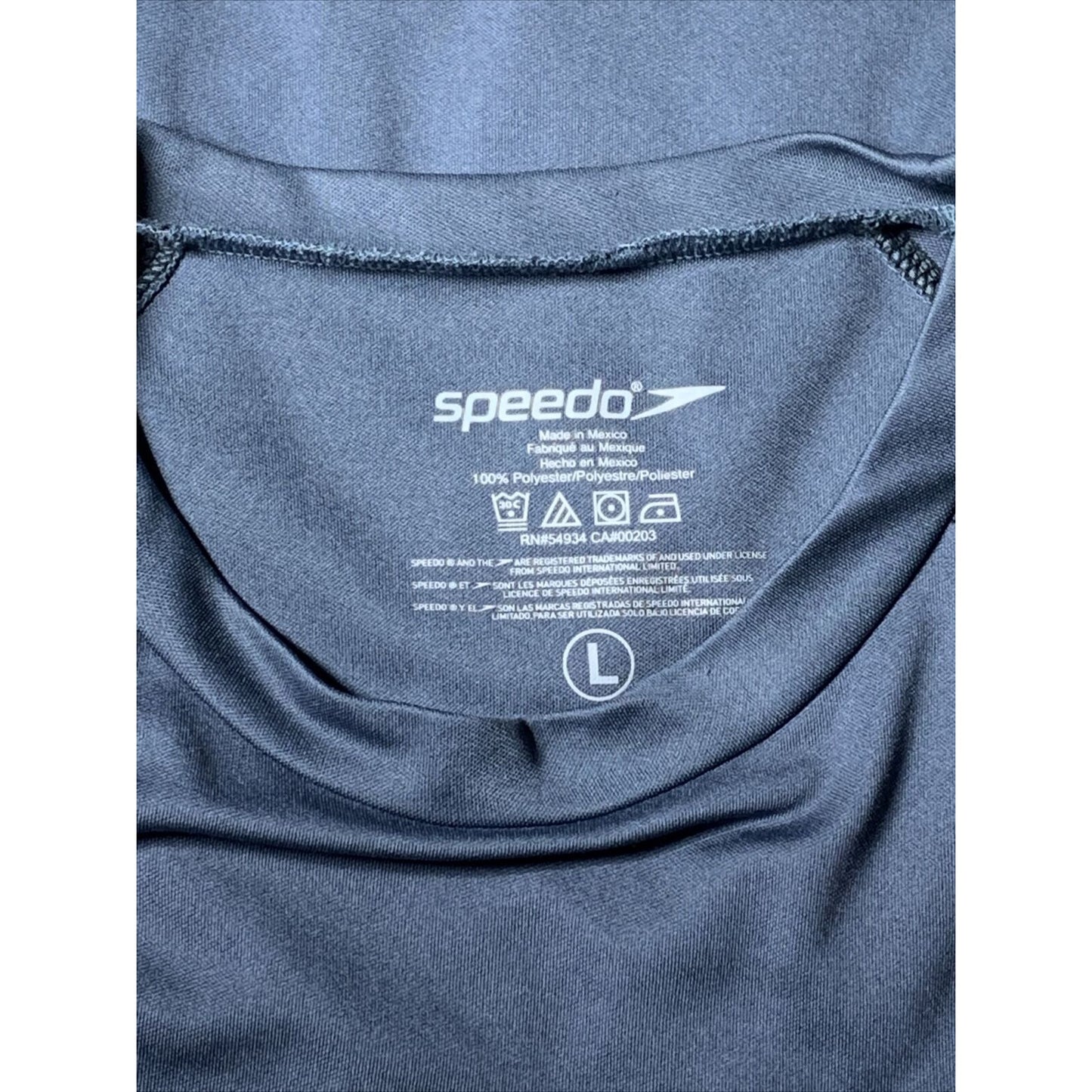 Men’s Speedo UV Block The Burn Swim Shirt Gray Size Large