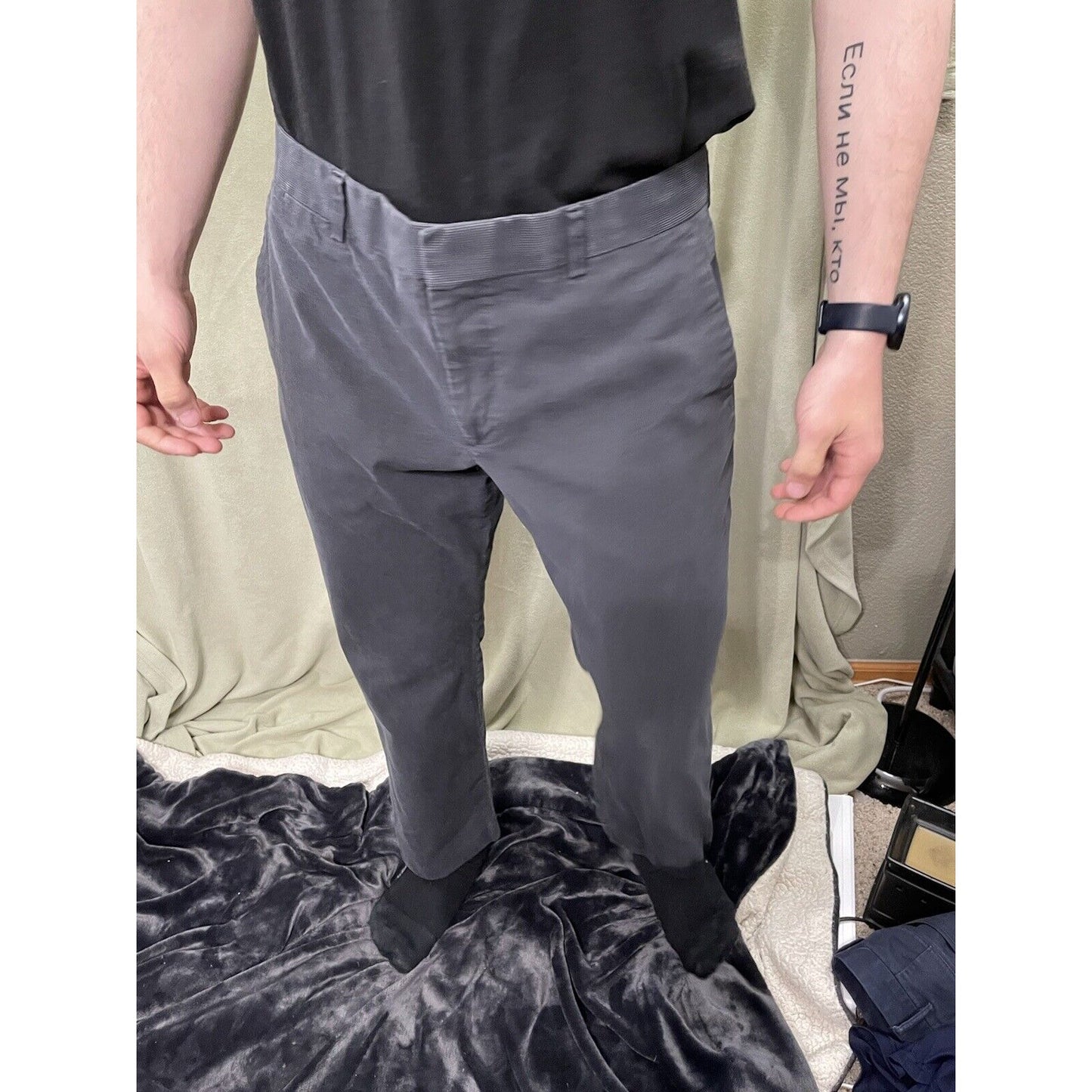 Express Producer Mens Dress Pants Size 34x30 Gray Cotton