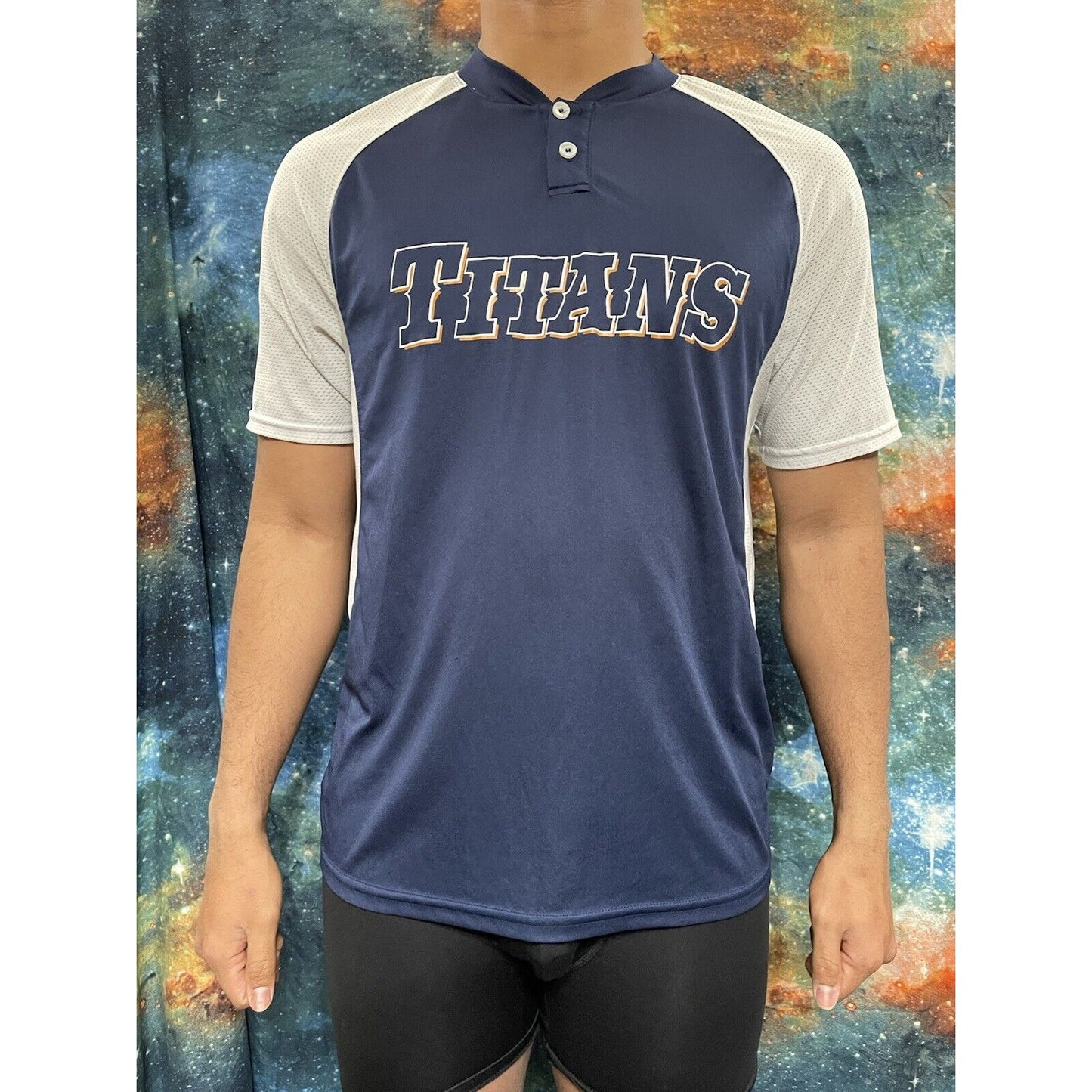 Men’s Medium A4 Baseball Jersey Titans Navy Blue
