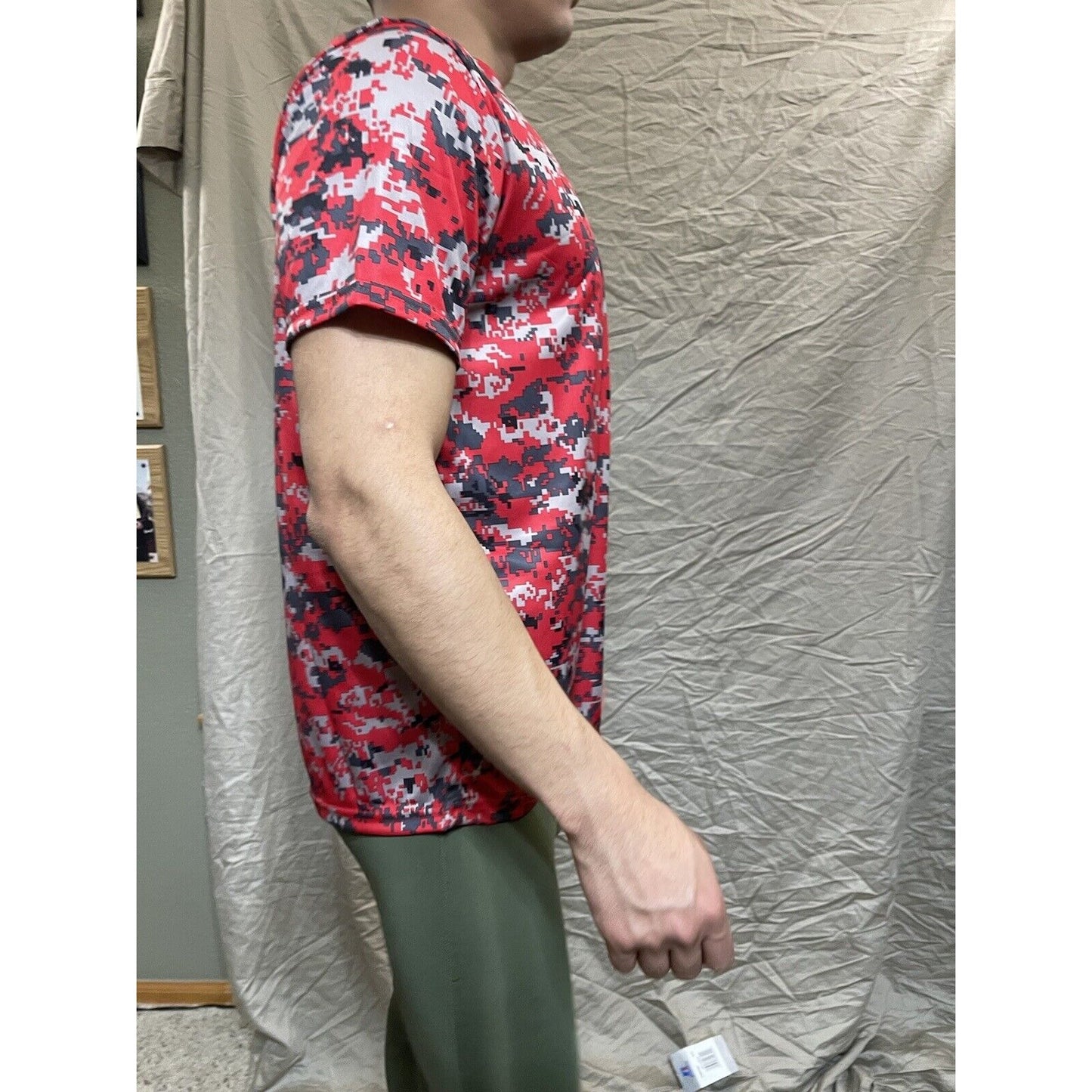 Boy's Youth Large Digi Camo Alleson Athletic Red Compression Workout Shirt