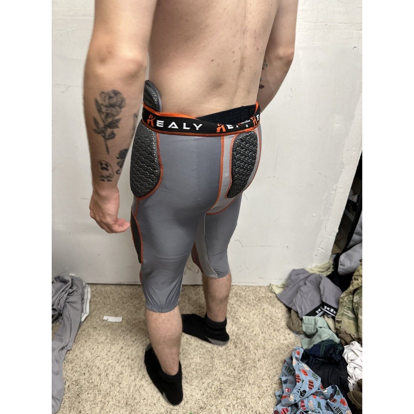 Men’s Healy Sportswear Medium Gray Orange Football Pads Girdle