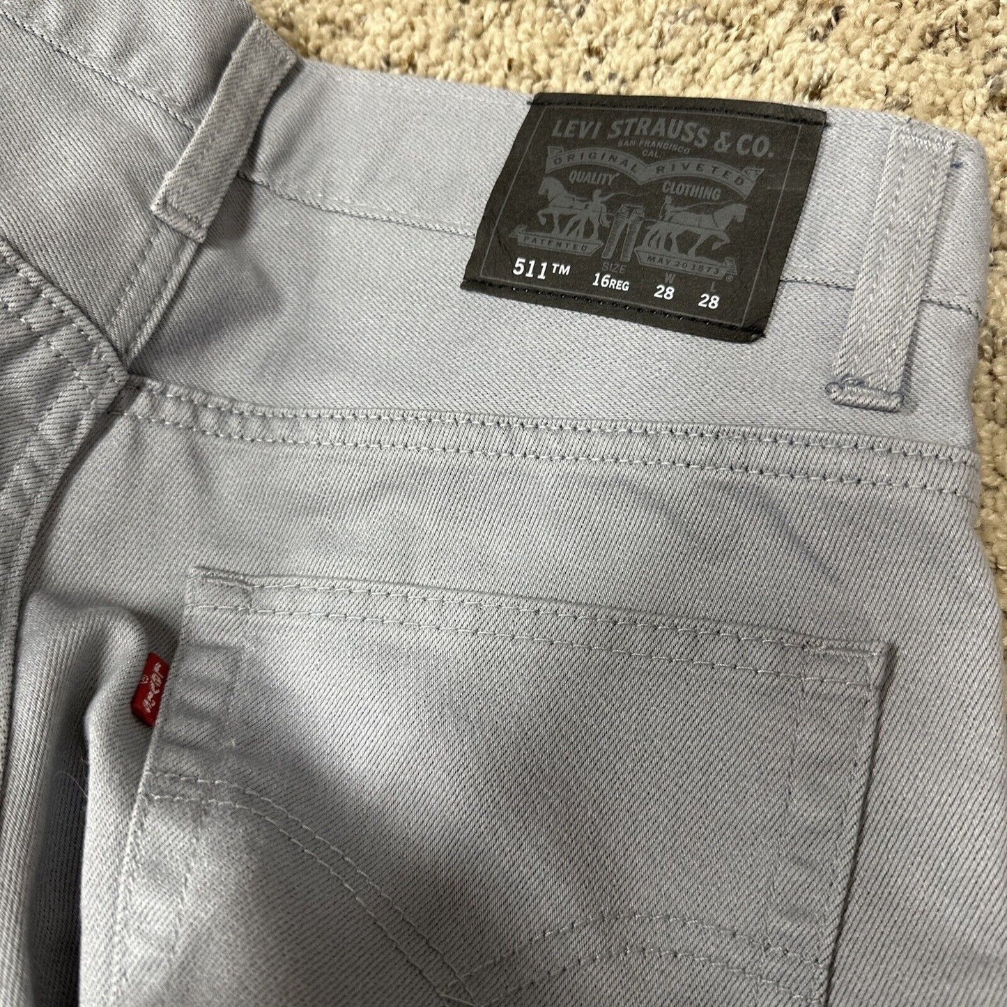 Boy’s 16 Regular 28 X 28 Levi’s Grey 511 Jeans Pants