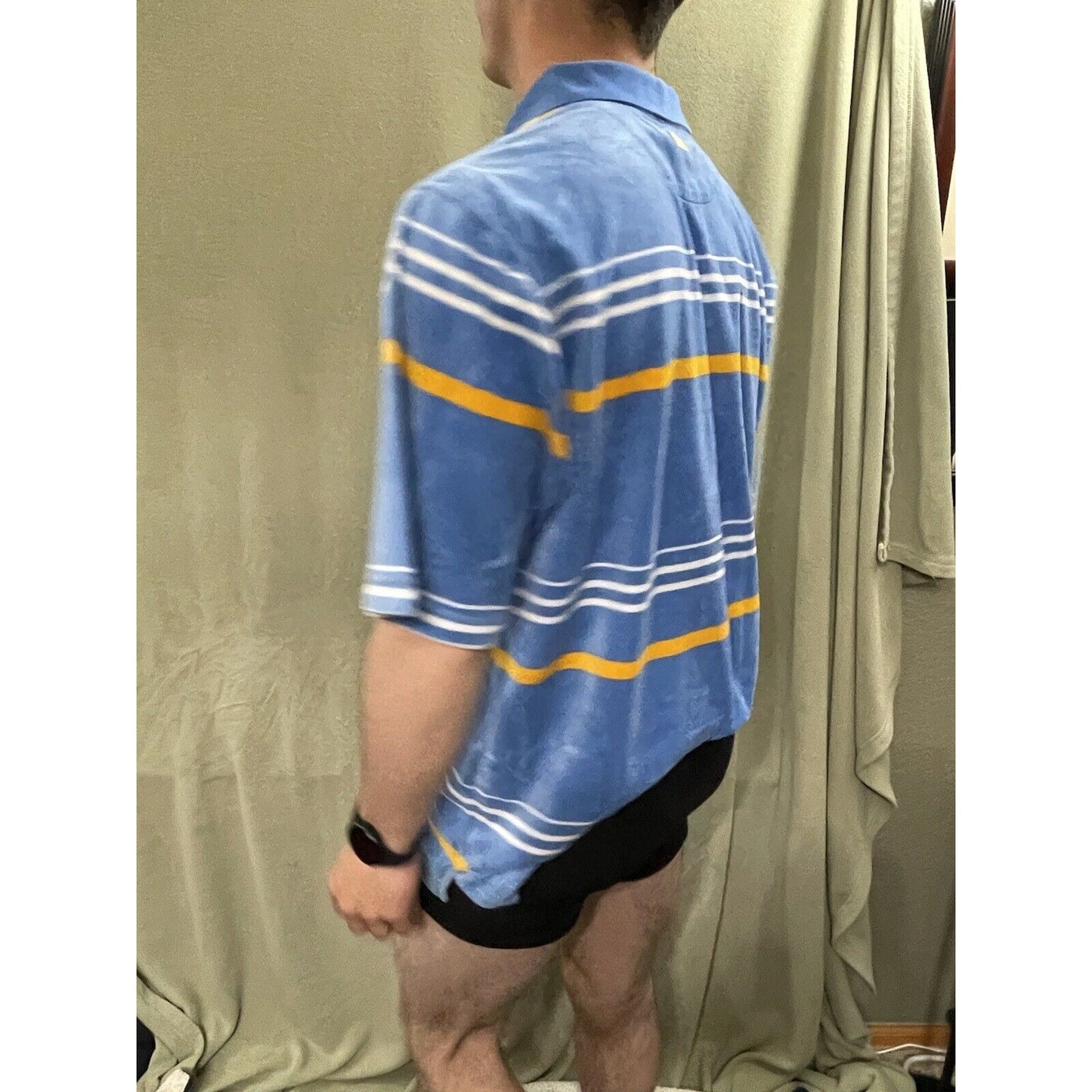 Men’s Medium Ecko Unltd Striped Blue Polo Shirt Very Soft Feel