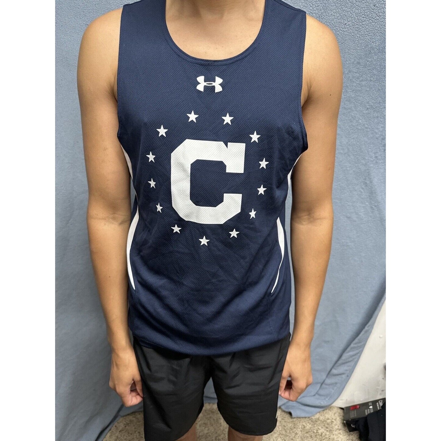 Men’s Blue Under Armour Muscle Shirt Tank Top Shirt Large