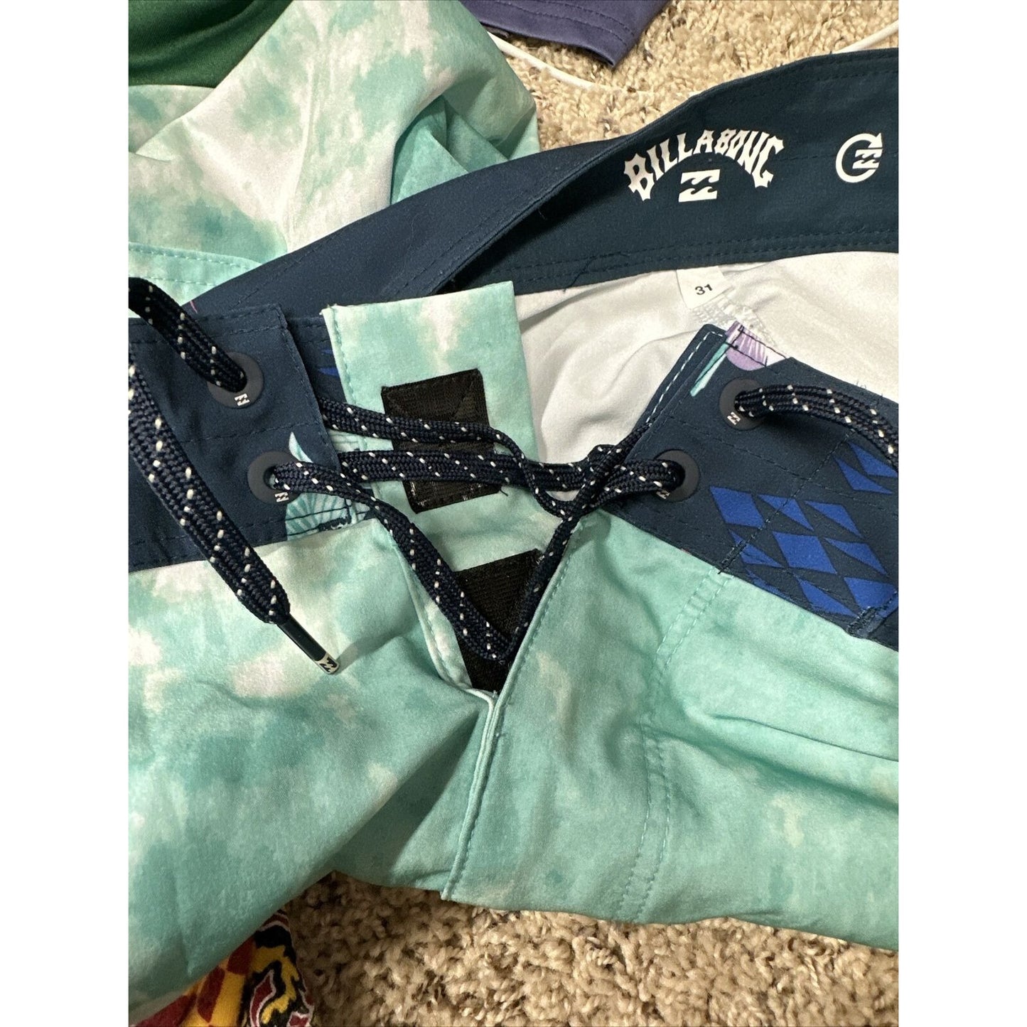 Men’s Billabong Size 31 Recycler 73 Pro Swim Trunks Green Board Shorts