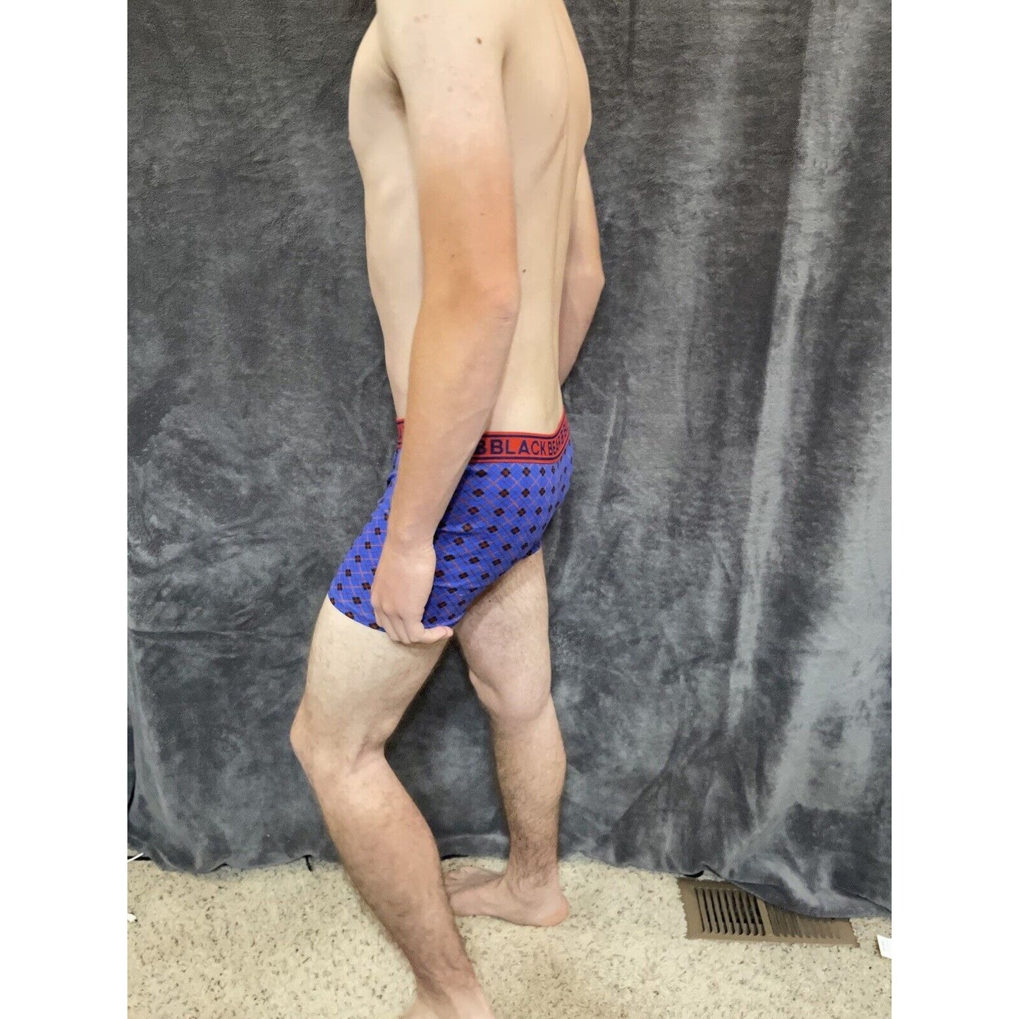 men's medium athletic trunk style black bear boxer brief Blue And Red Plaid