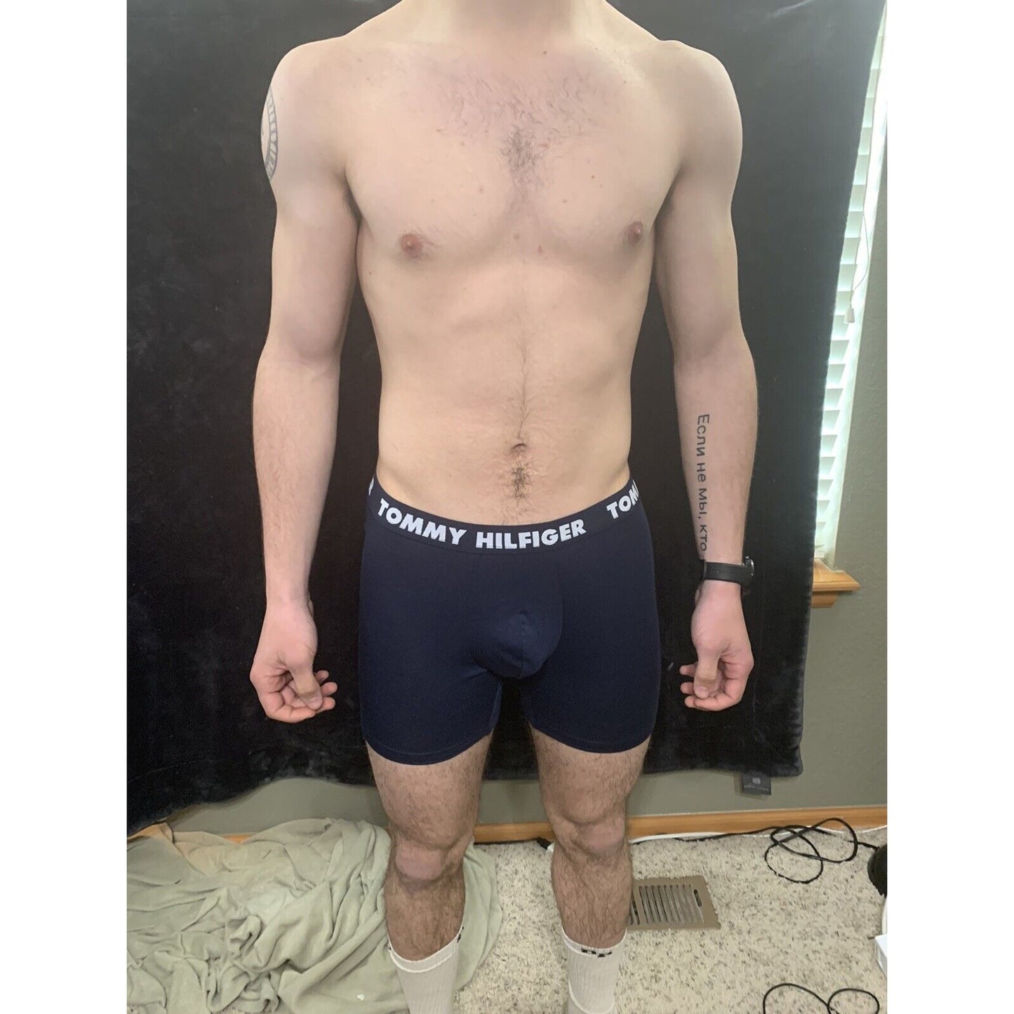 Tommy Hilfiger NavyBlue Men’s Medium Compression Boxer Briefs Trunks 4% Elastane