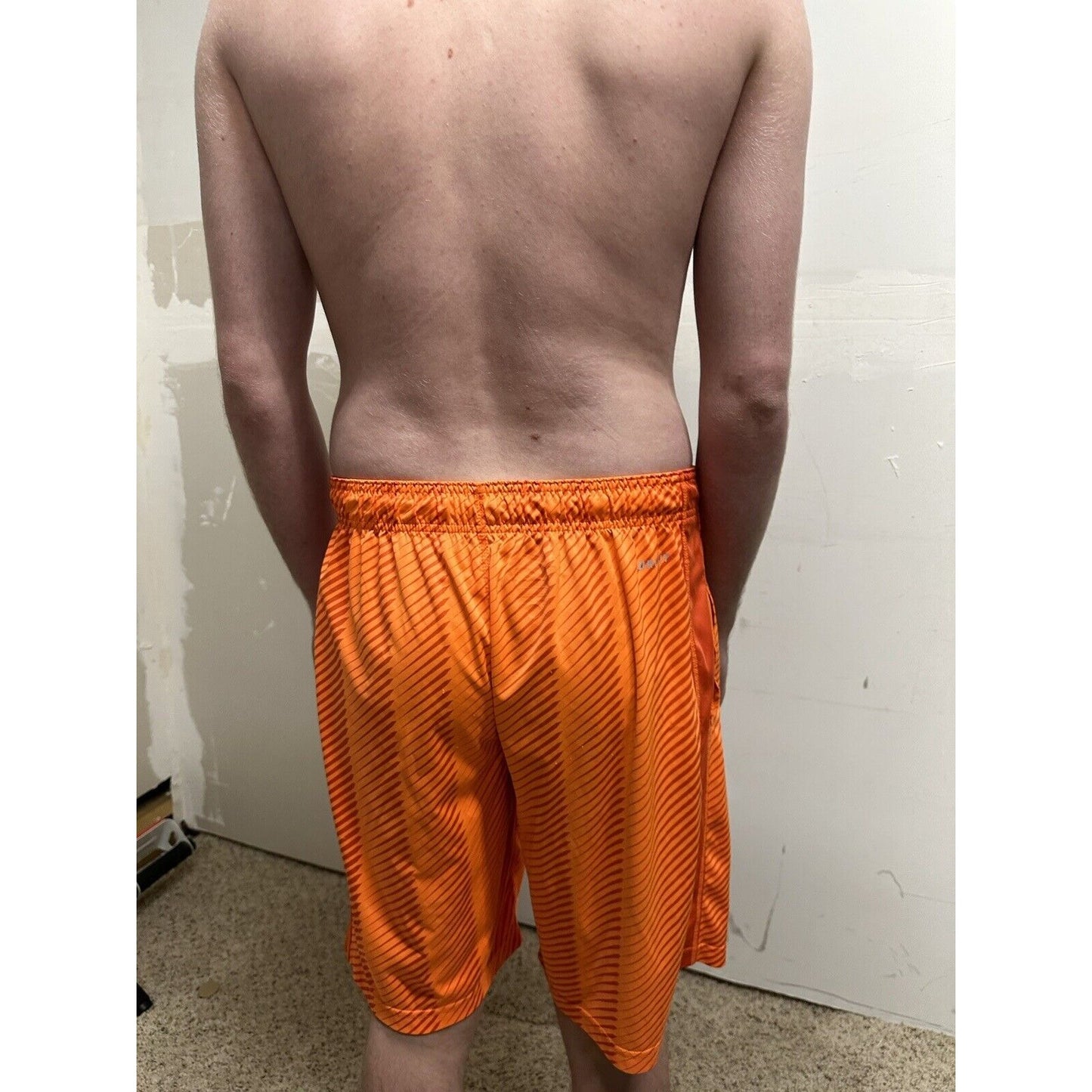 men’s nike dri-fit small neon orange shorts