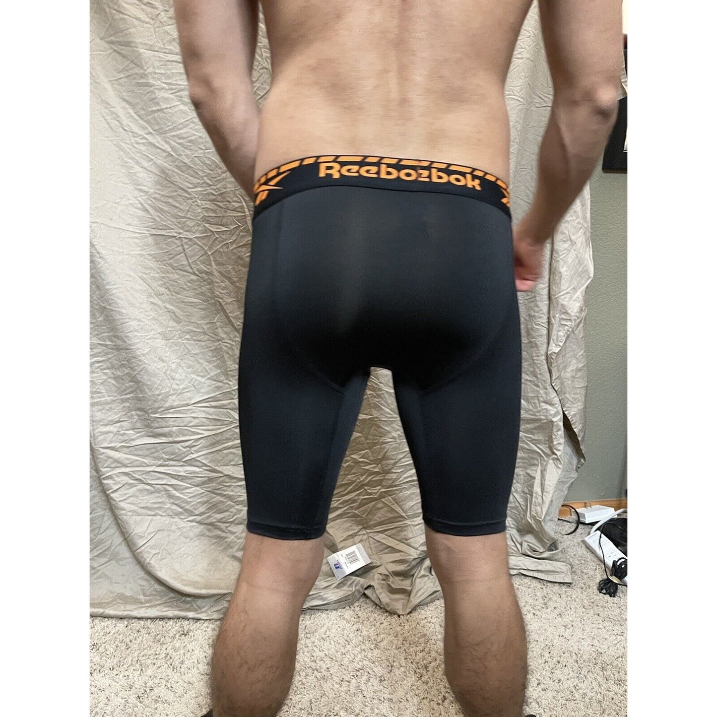 men's black reebok medium orange band compression Boxer Shorts