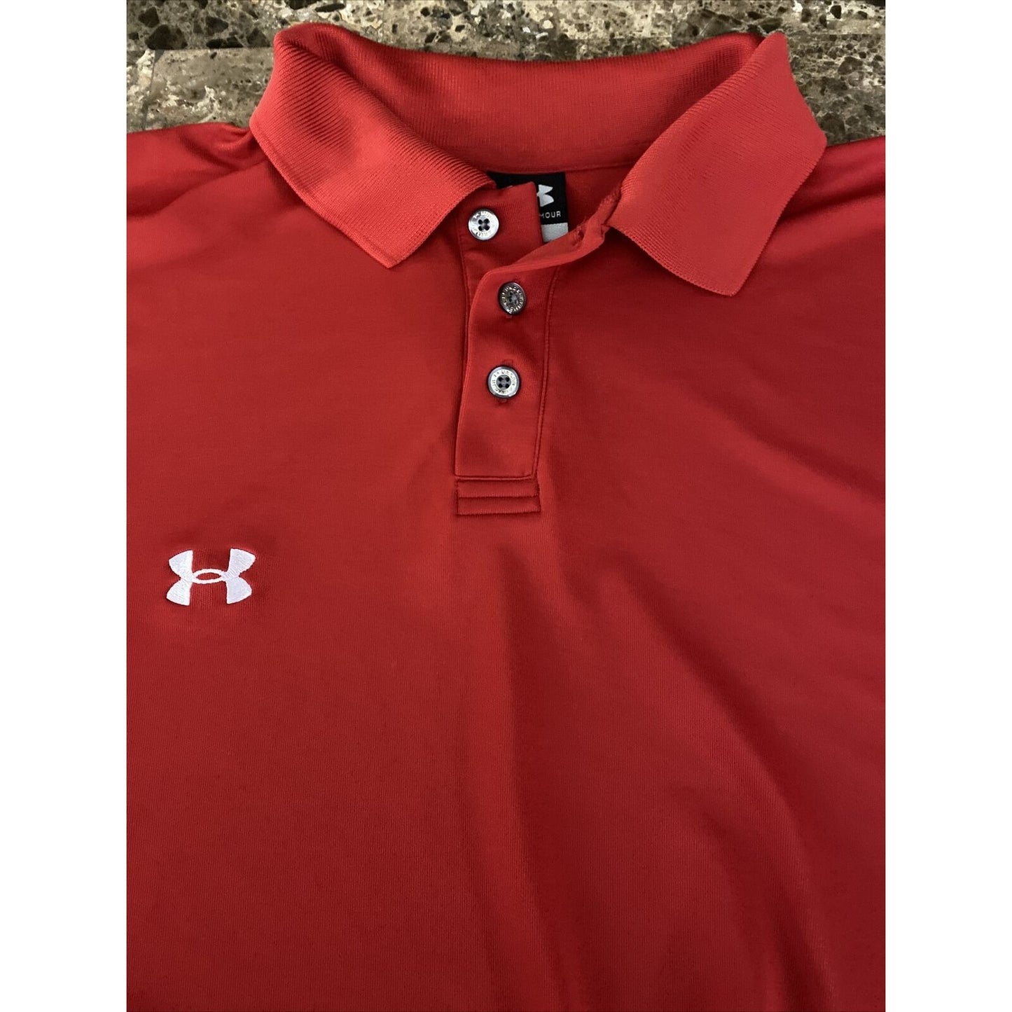 Under Armour Men’s Large Red Polyester Stretch Golf Polo Shirt