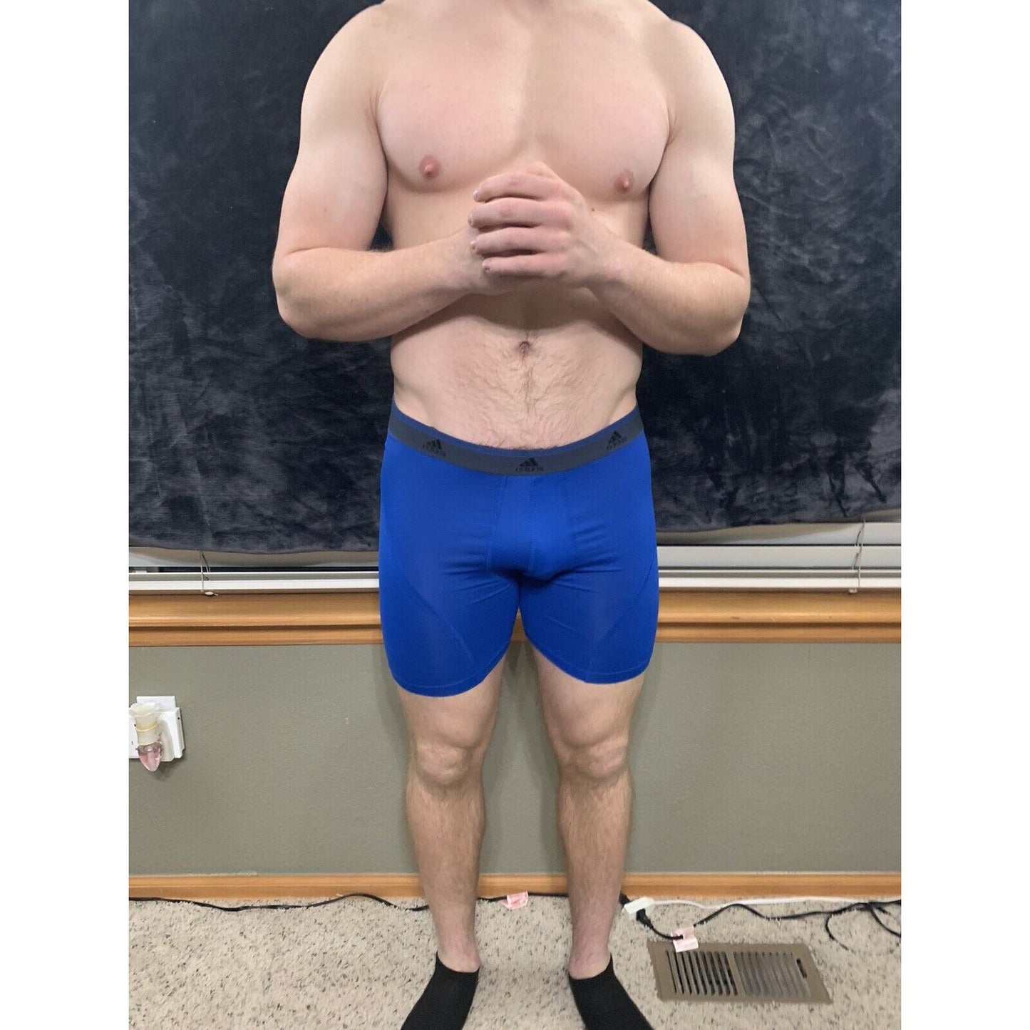 Men’s Adidas 9% Spandex Compression Shorts Royal Blue XL