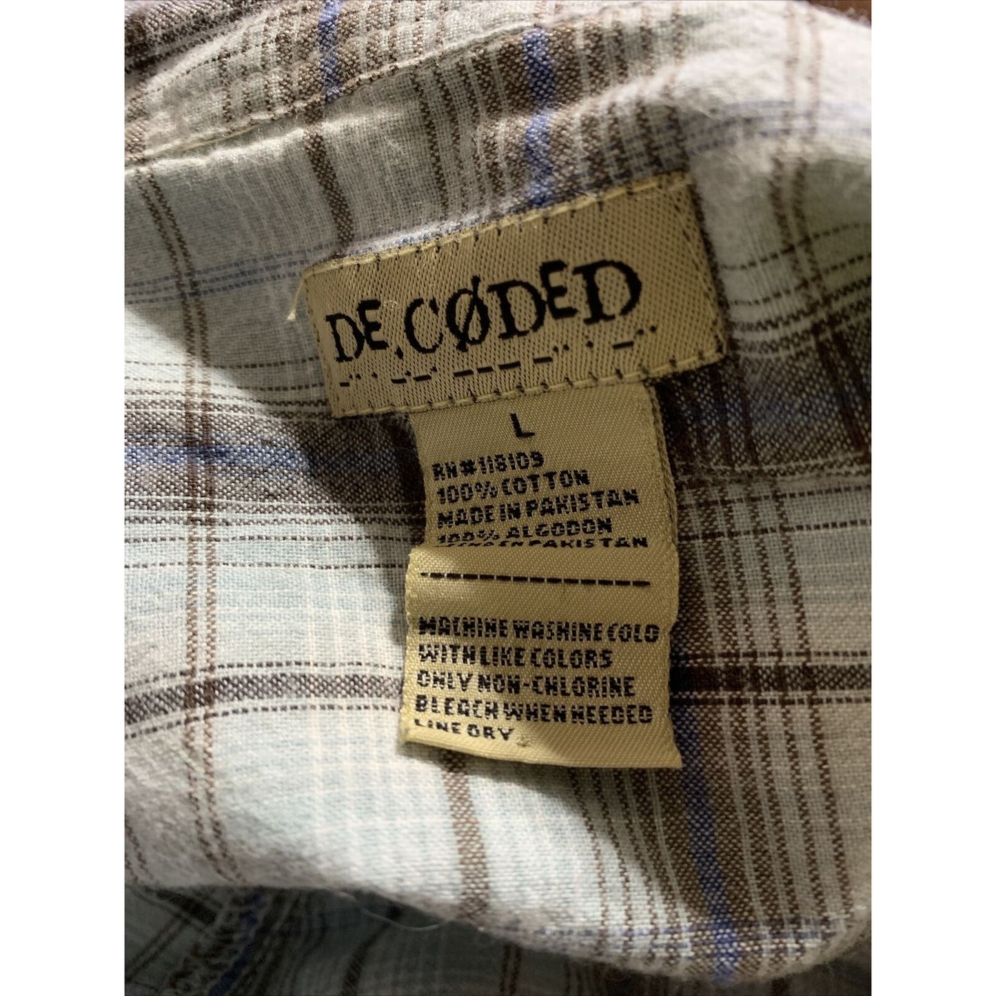 Decoded Plaid Button Up Shirt Men’s Size Button Up Brown/Blue/tan