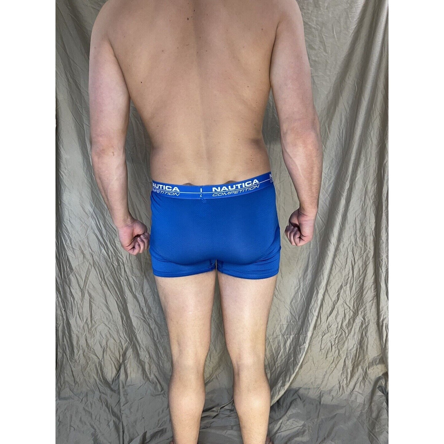 men's nautica large blue competition mesh compression boxer briefs