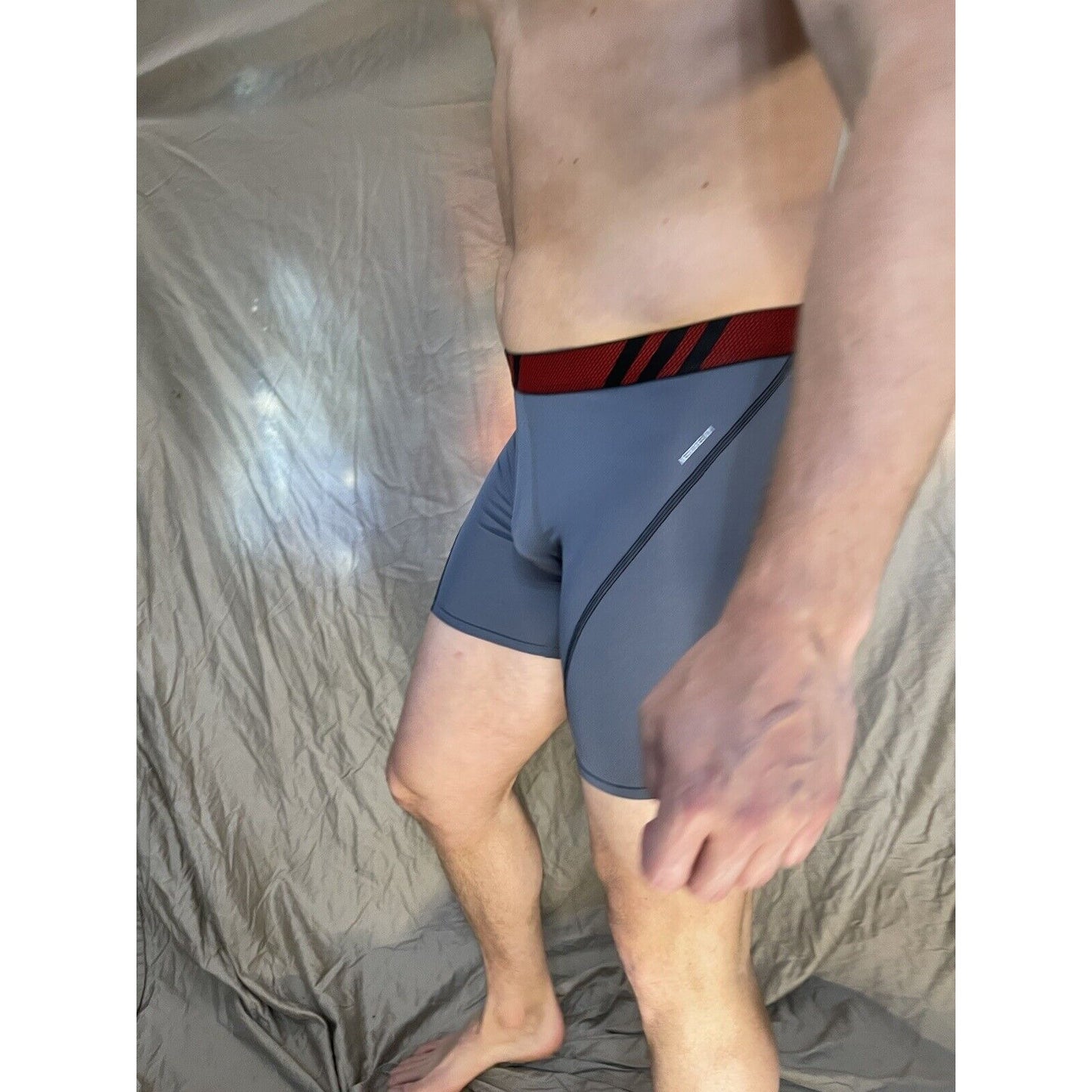 men's Gray With Red Band adidas aeroready black compression boxer briefs medium