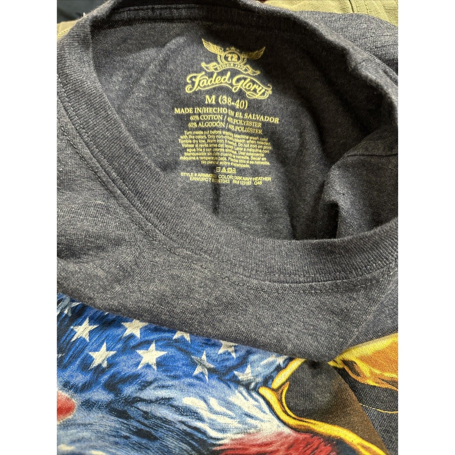 men’s gray faded glory medium muscle shirt freedom bald eagle