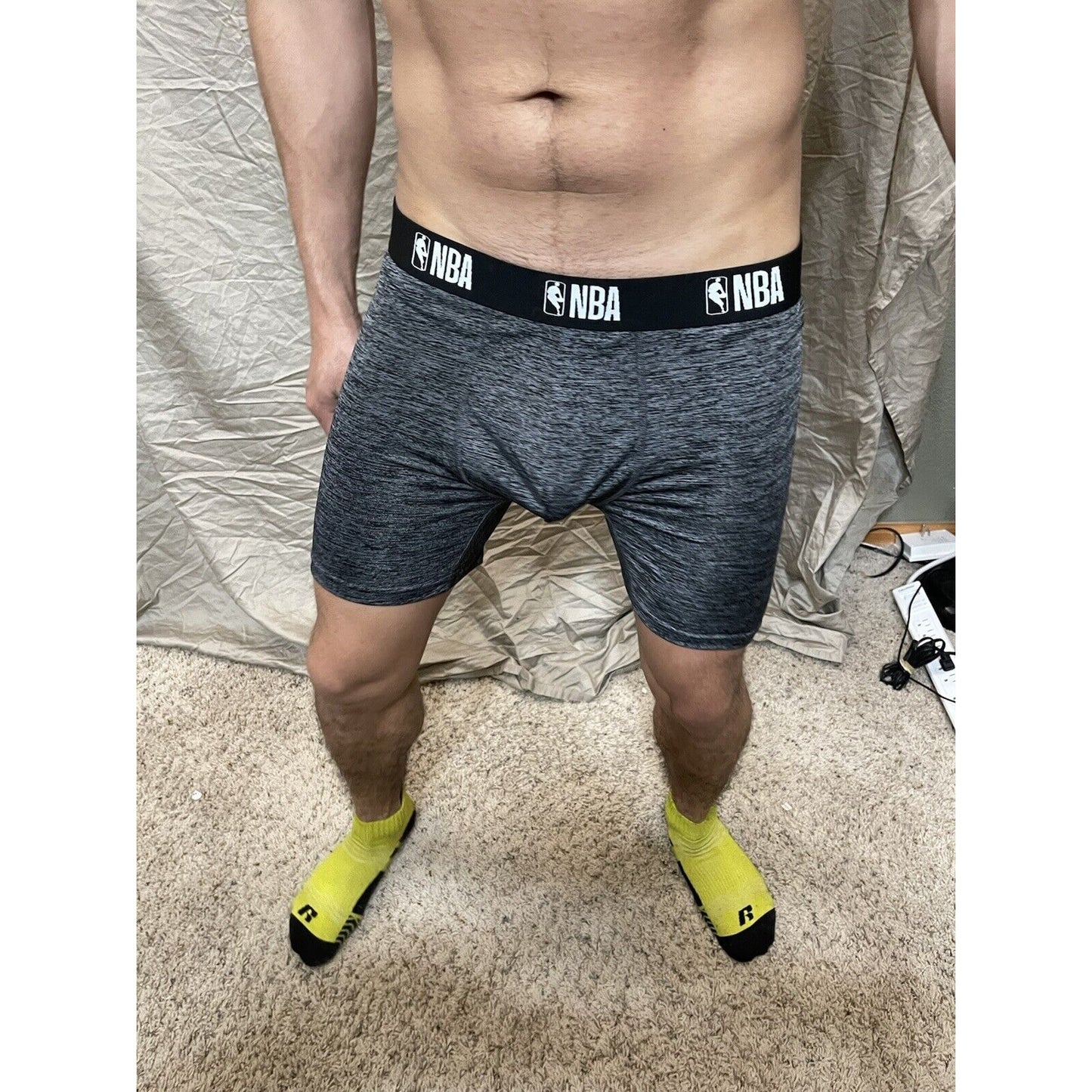 men's NBA gray polyester spandex compression shorts XL New And Unworn