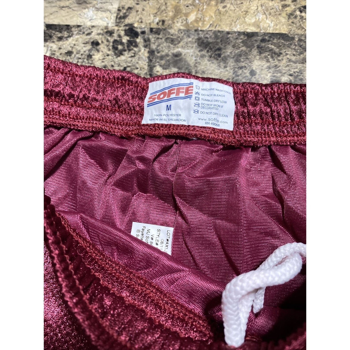 Soffe Men’s Medium Maroon Basketball Training Polyester Mesh Shorts
