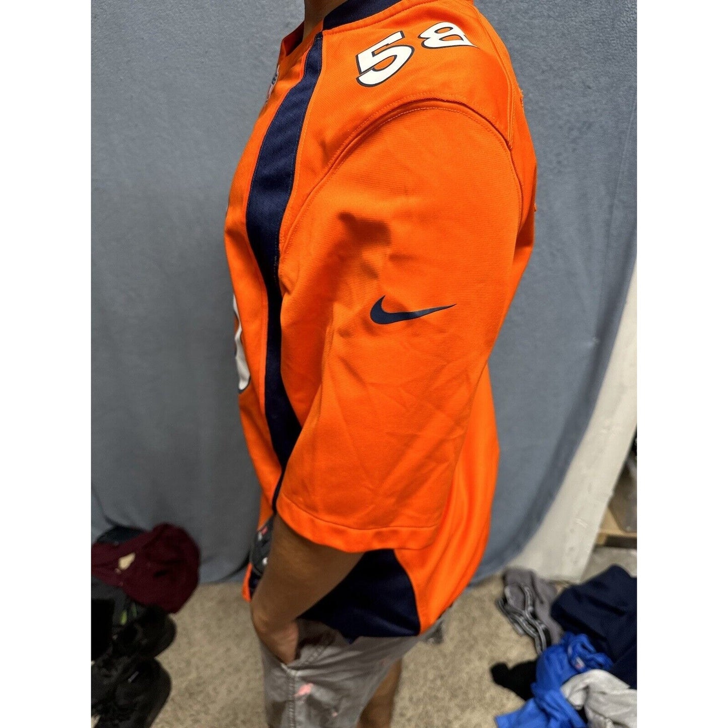 Men’s Denver Broncos Orange NFL Medium On Field Nike Football Jersey #58 Miller