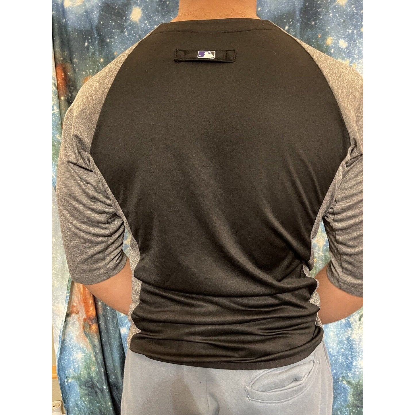 MLB Baseball Colorado Rockies Black Tshirt medium Majestic Zippered Pocket