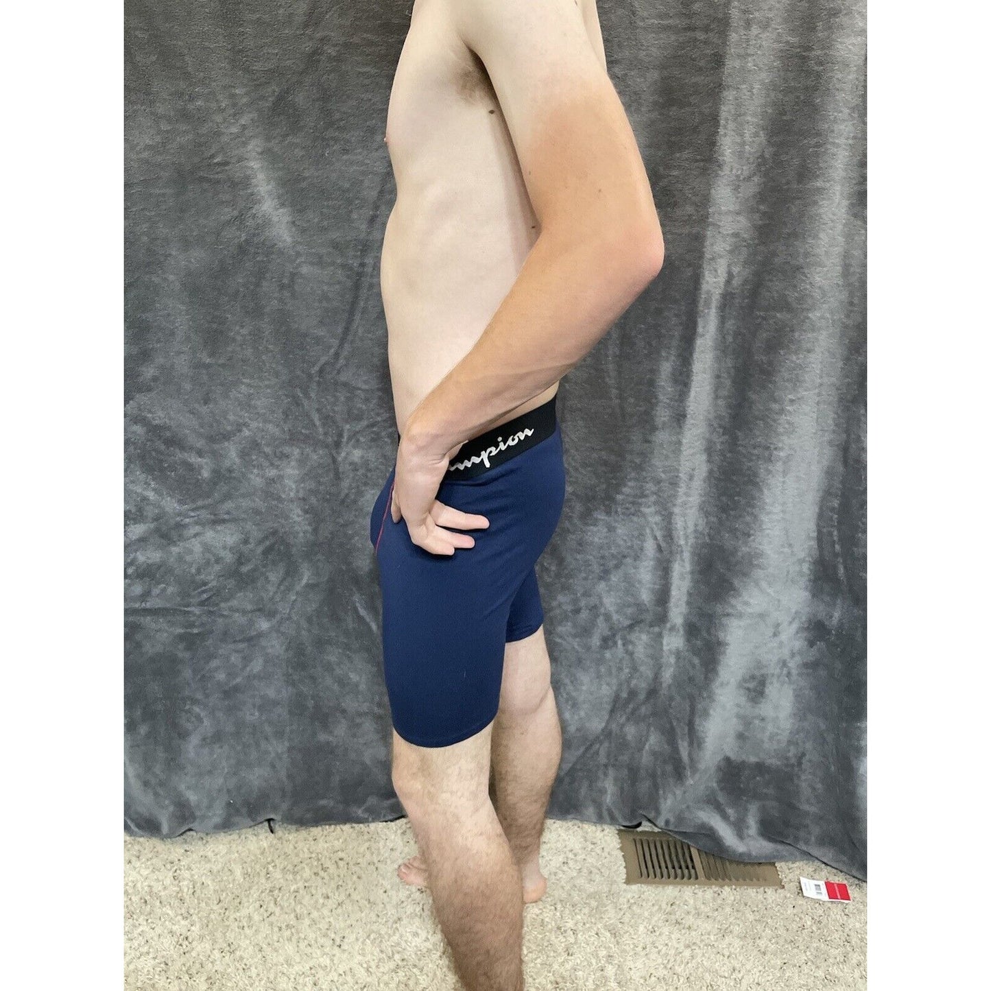 men's dark blue champion medium red lines boxer brief