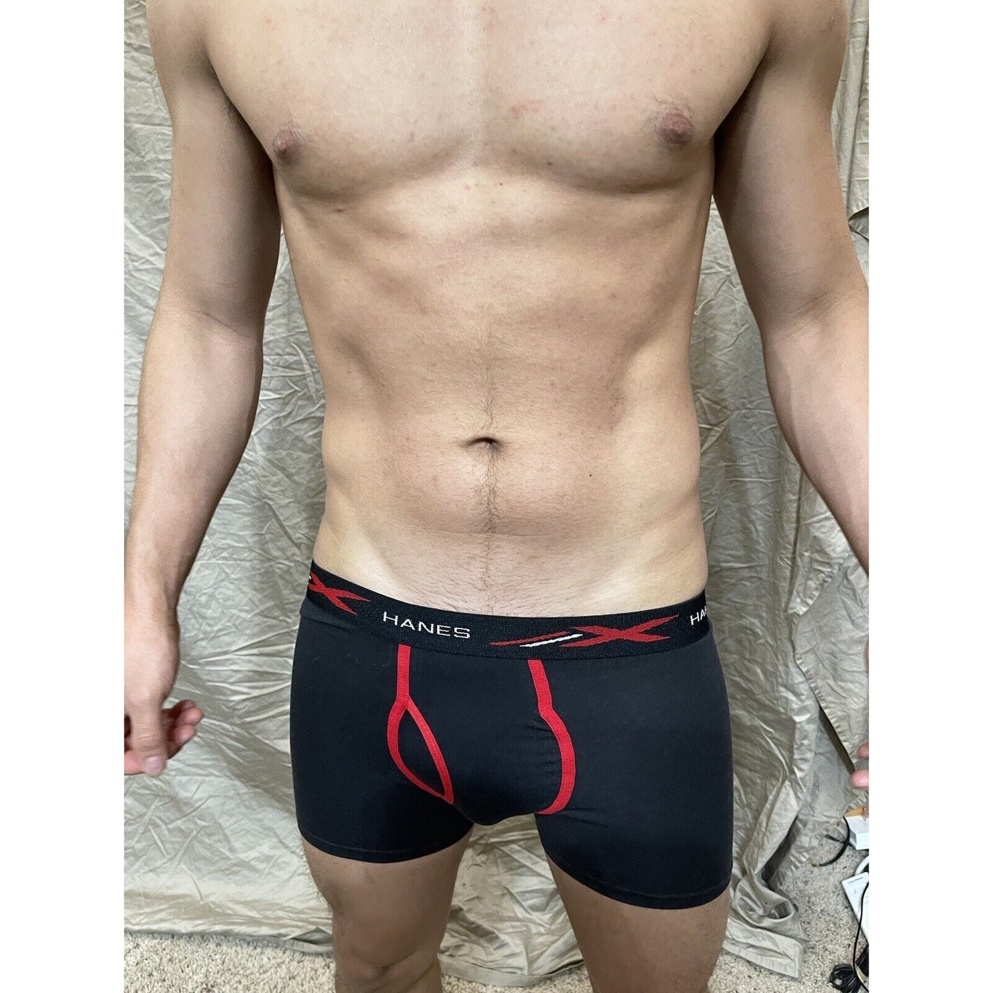 boy's youth large hanes x-temp black and red boxer briefs