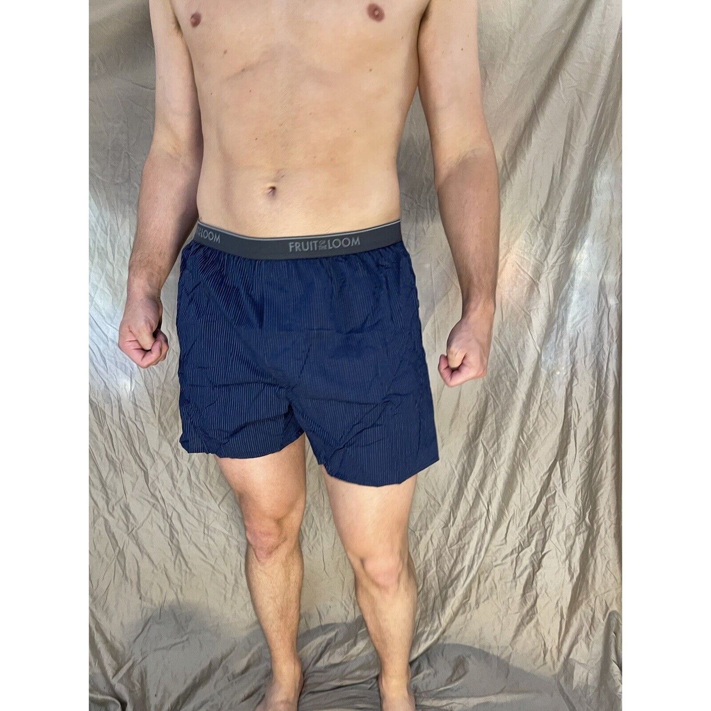 men's fruit of the loom Striped Dark blue boxer shorts Size Small