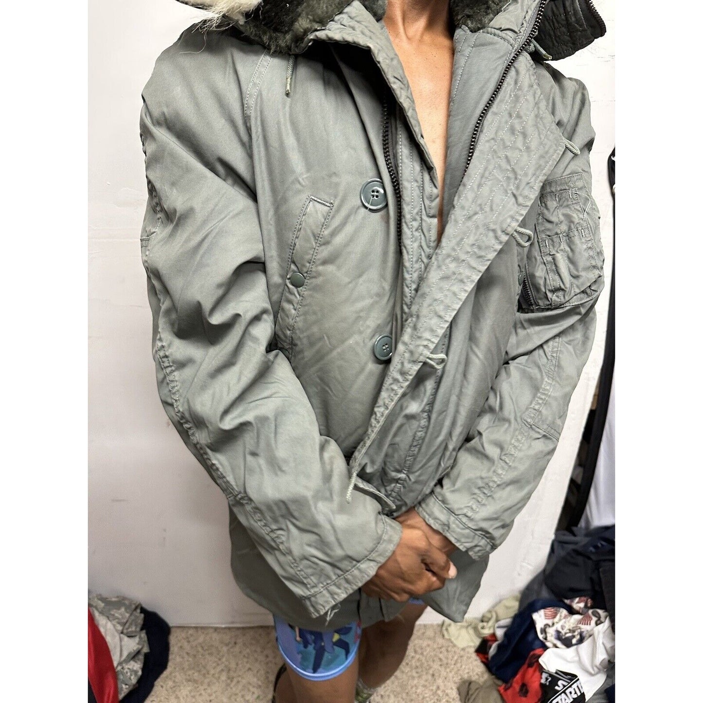 USAF Military Uniform Parka Extreme Cold Weather Type N-38 Medium Sage Green