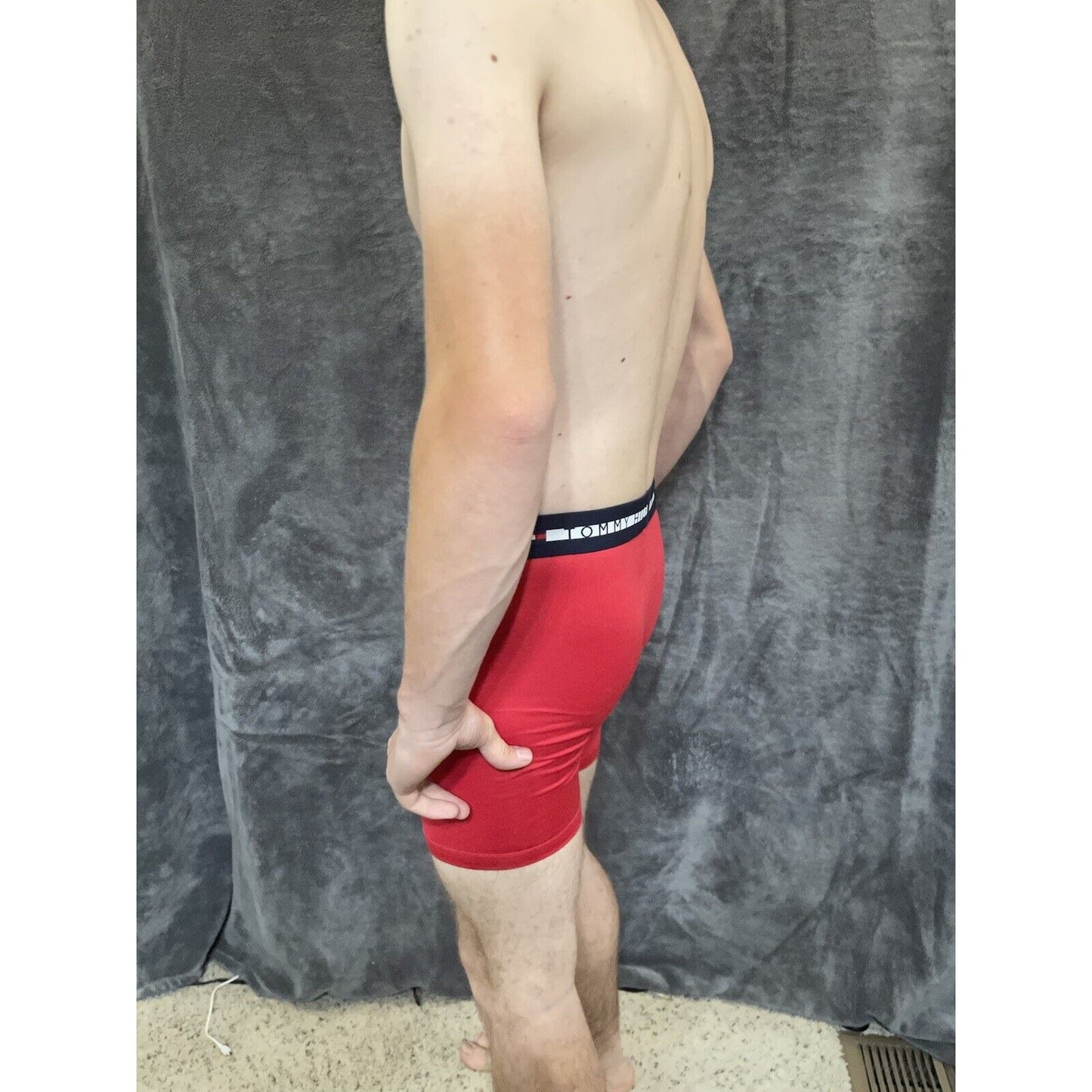 men's small tommy hilfiger red 8% elastane compression boxer brief