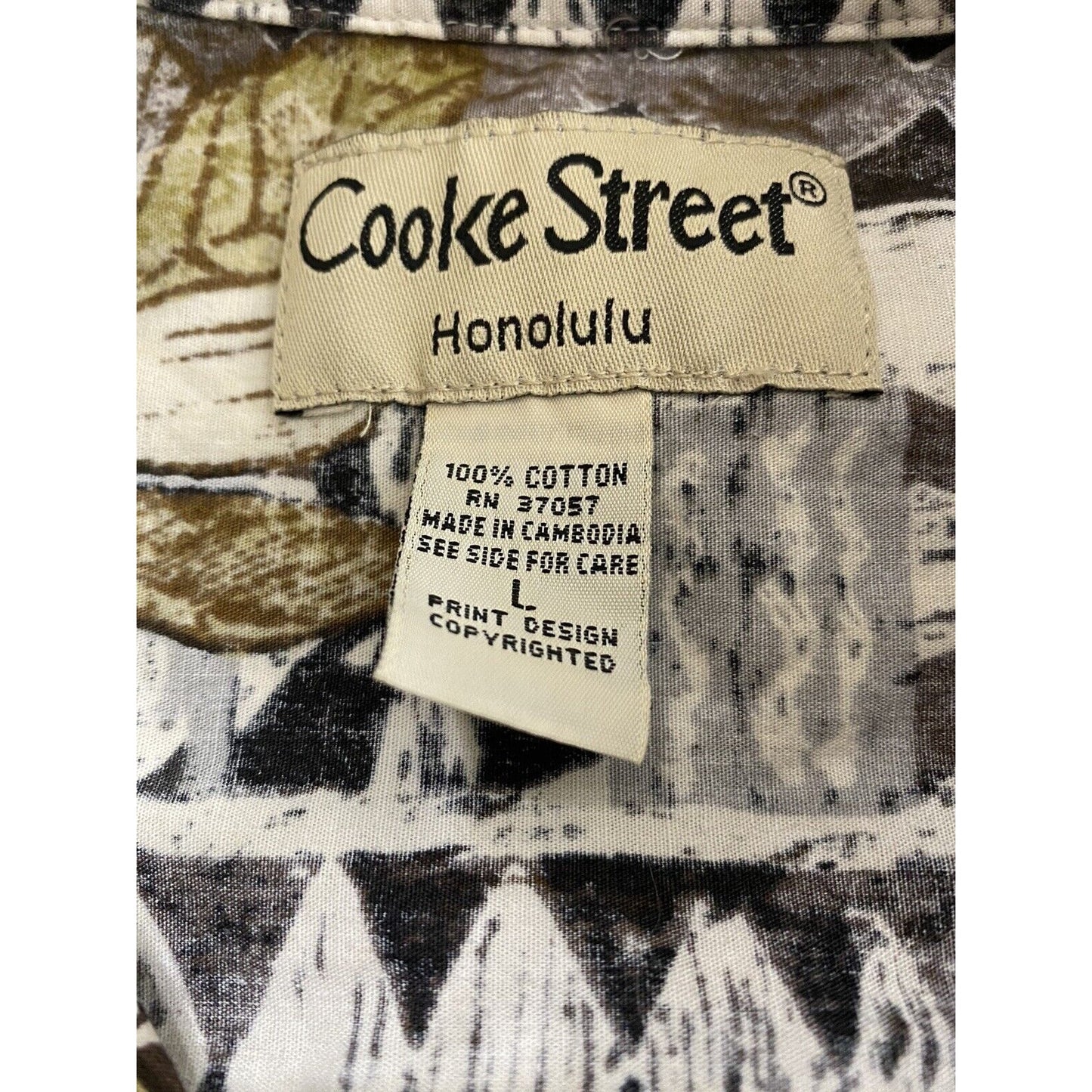 COOKE STREET HONOLULU Hawaiian Tribal Tropical Island Shirt Men's Size L Cotton