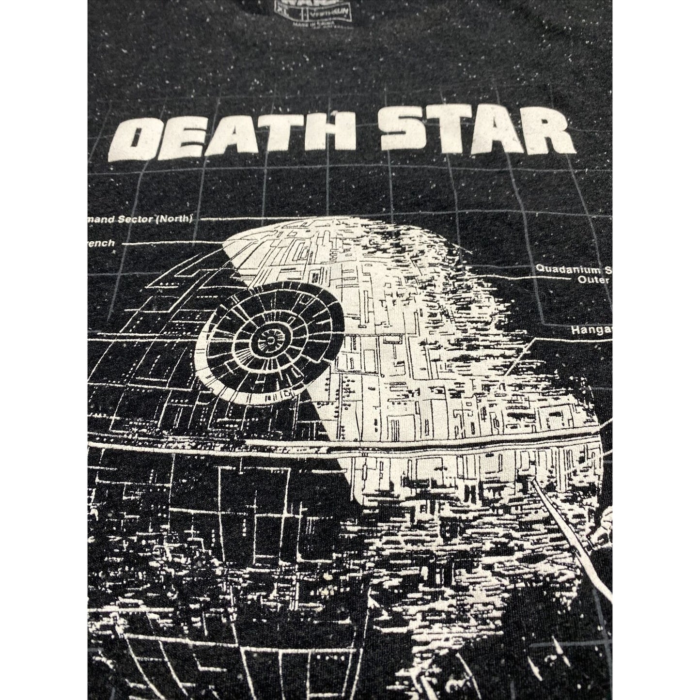 Vtg Star Wars DEATH STAR Mens XL Black Galaxy Graphic Print Cotton-blend T-shirt