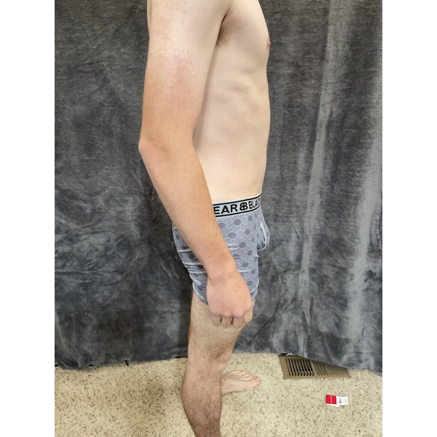 men's medium athletic trunk style black bear boxer brief Gray Geometric Design