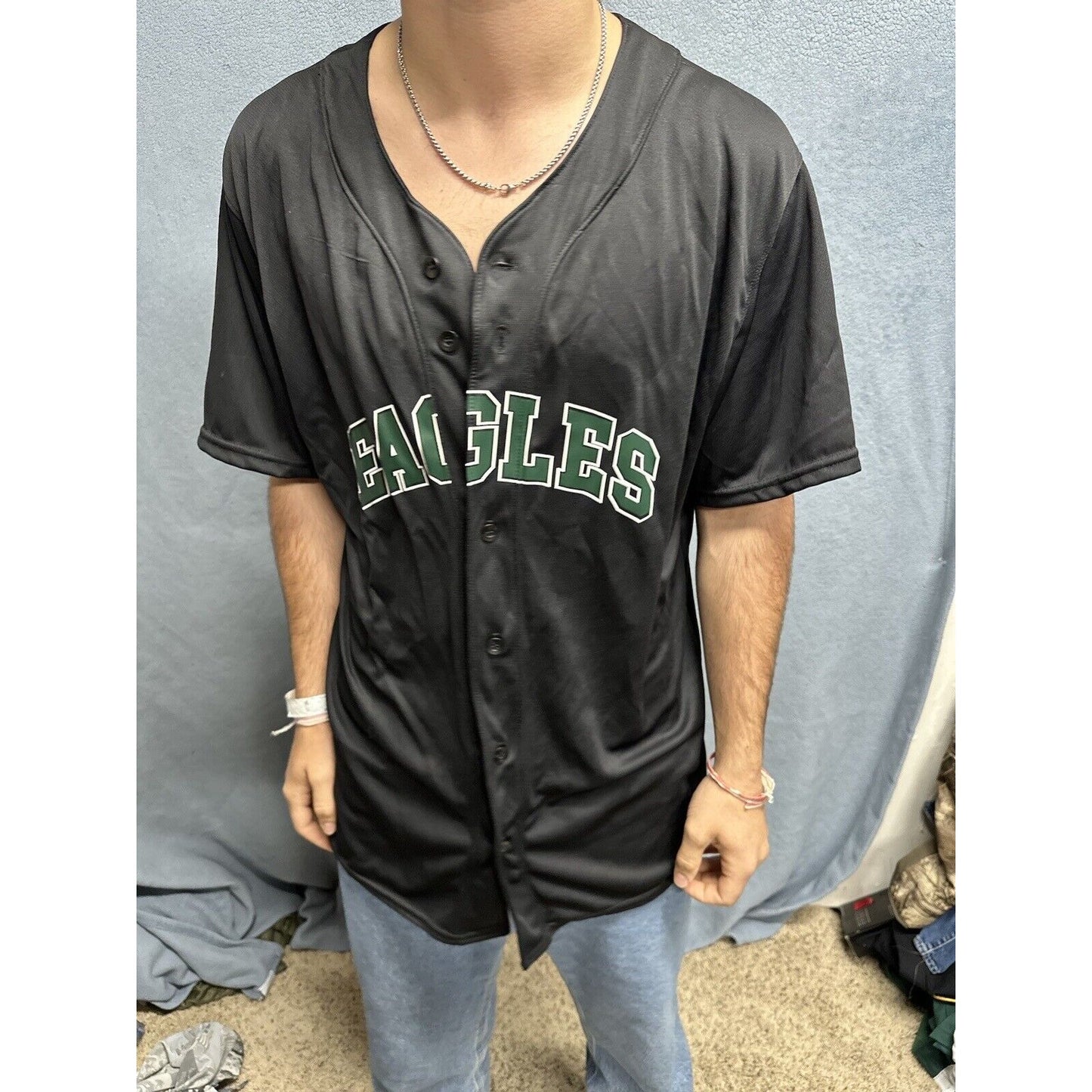 Men’s Augusta Sportswear Black Large Eagles Baseball Jersey