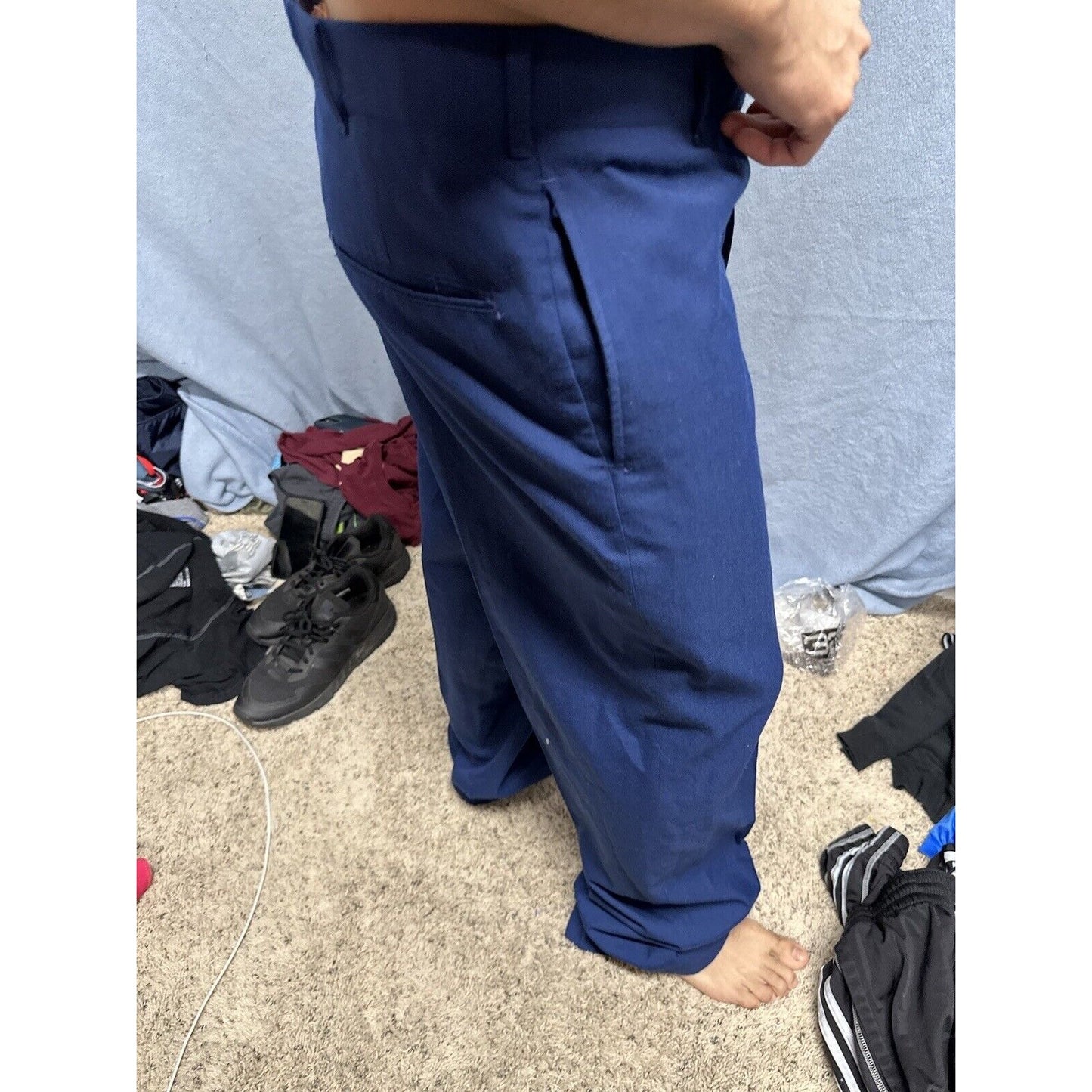 Men’s Blue Air Force Uniform Dress Pants Trousers 35L C Poly Wool