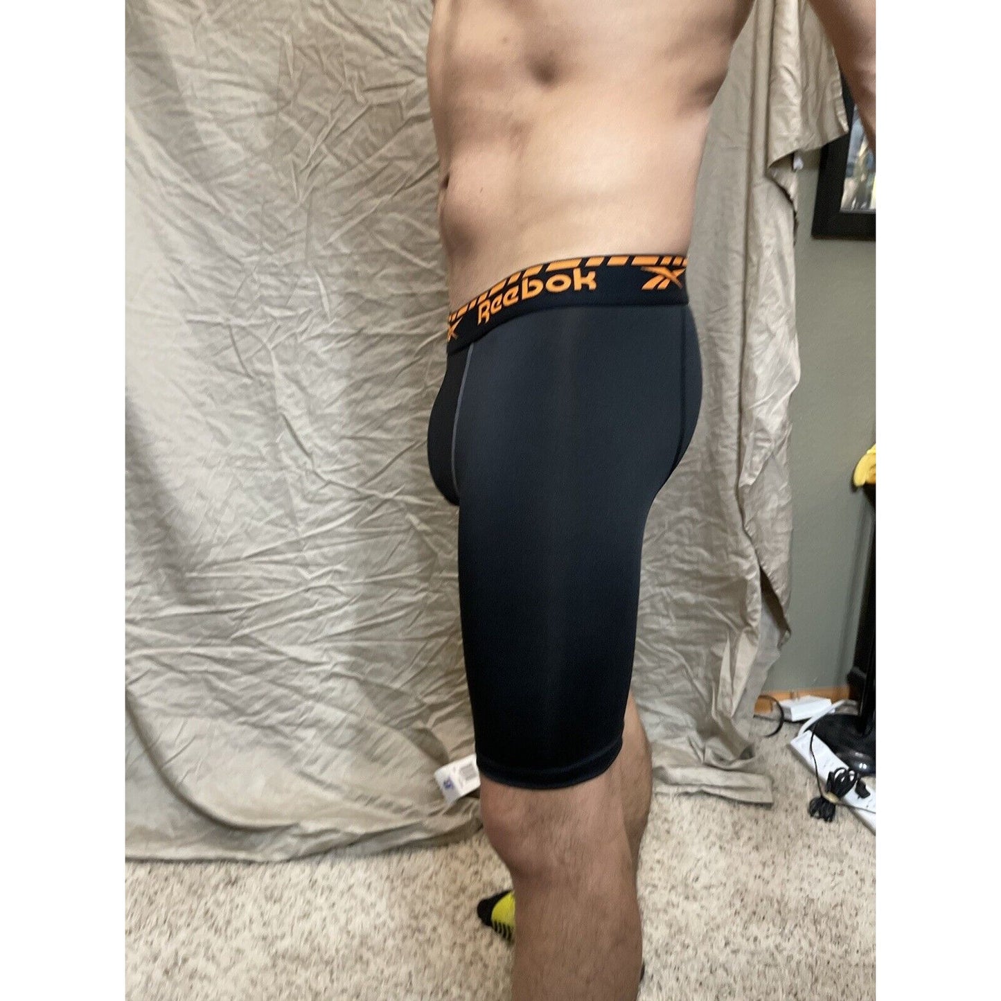 men's black reebok medium orange band compression Boxer Shorts