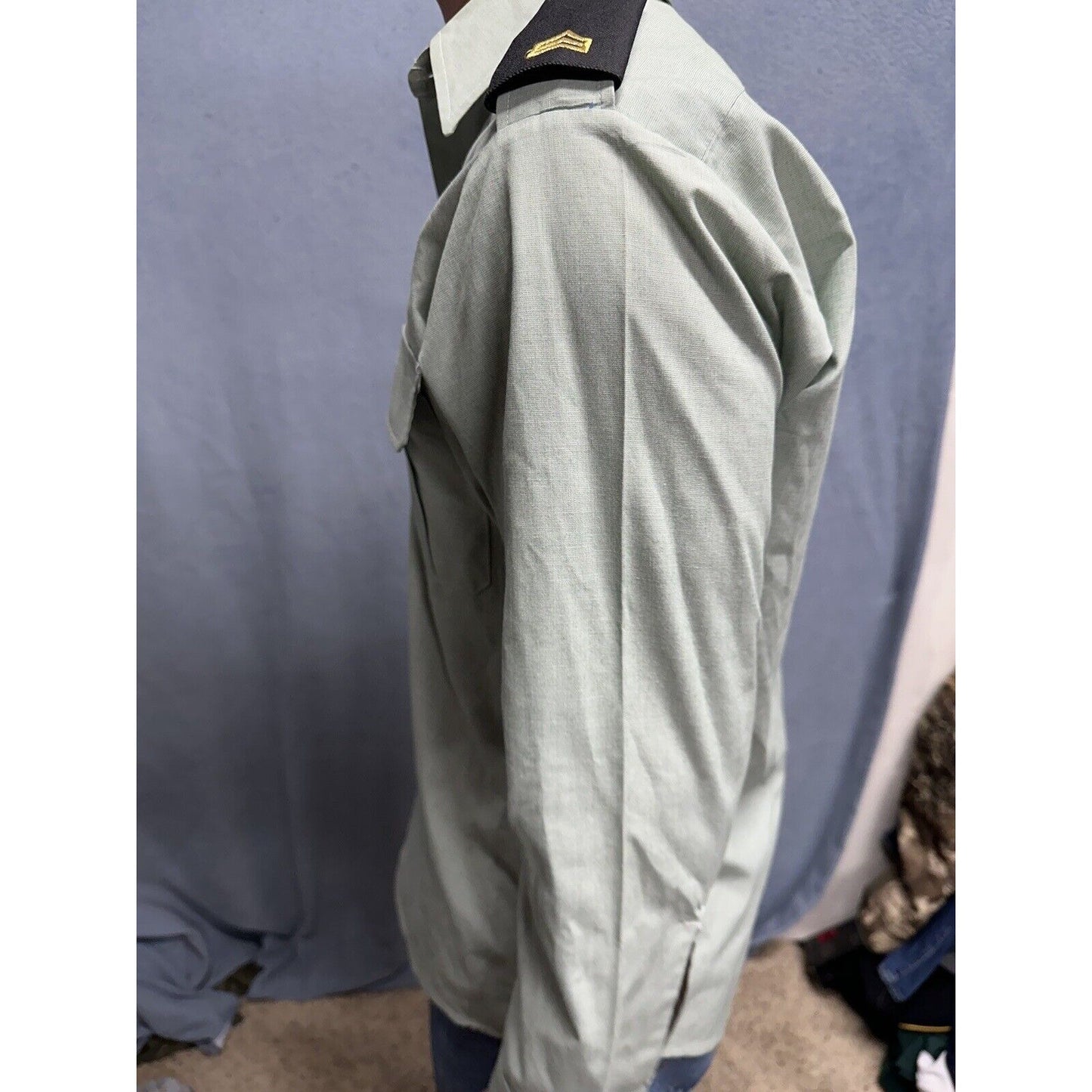 Men’s Army Green DSCP 14.5 X 30/31 Long Sleeve Button Up Uniform Dress Shirt