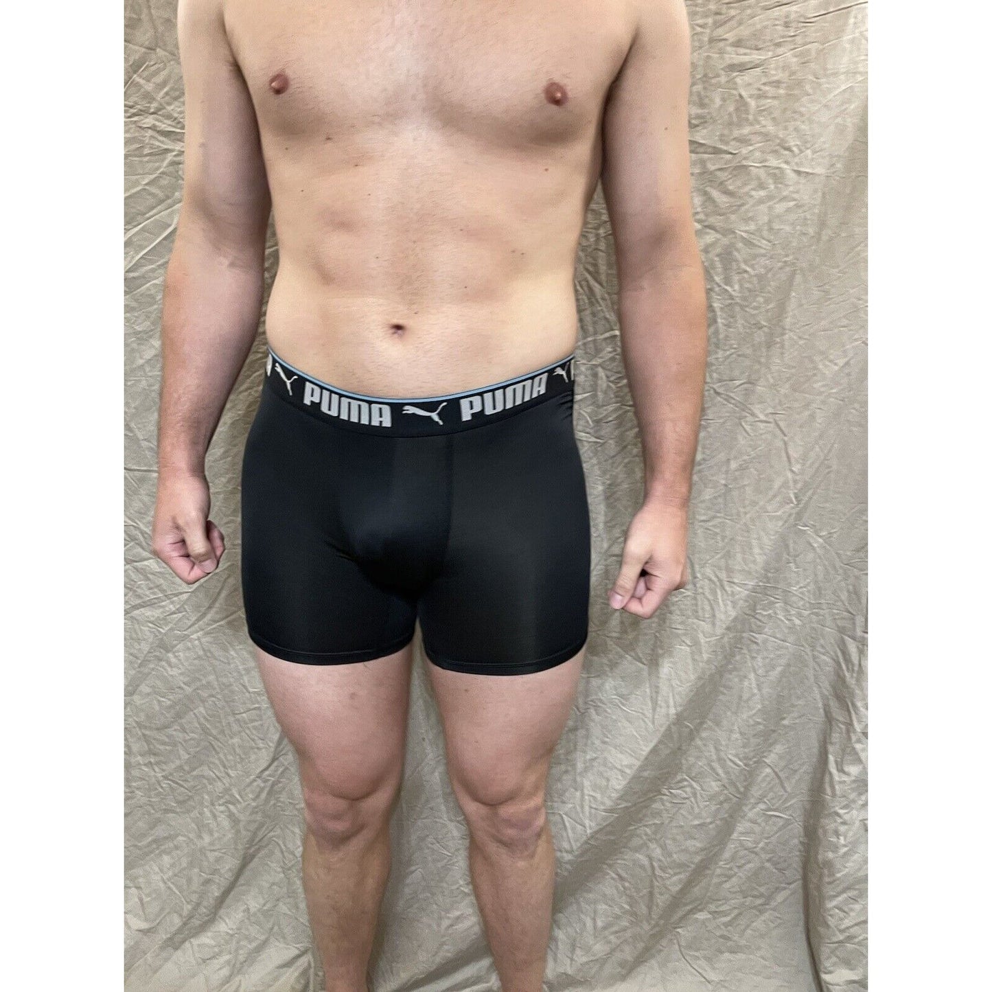 men's black puma compression boxer briefs athletic Large